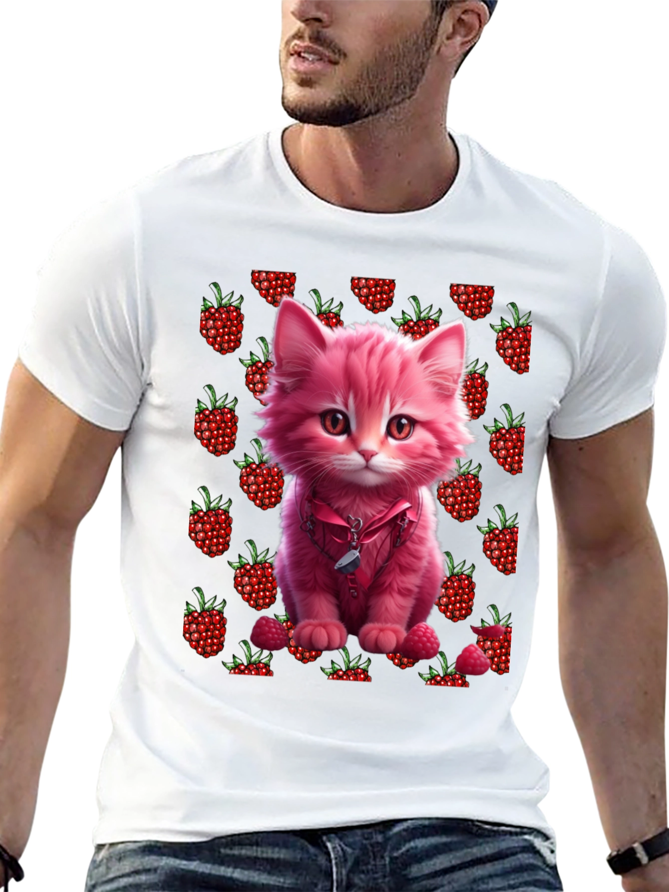 Raspberry Kitty Graphic T-Shirt