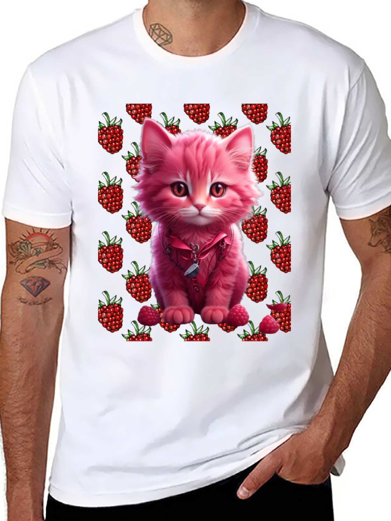 Raspberry Kitty Graphic T-Shirt