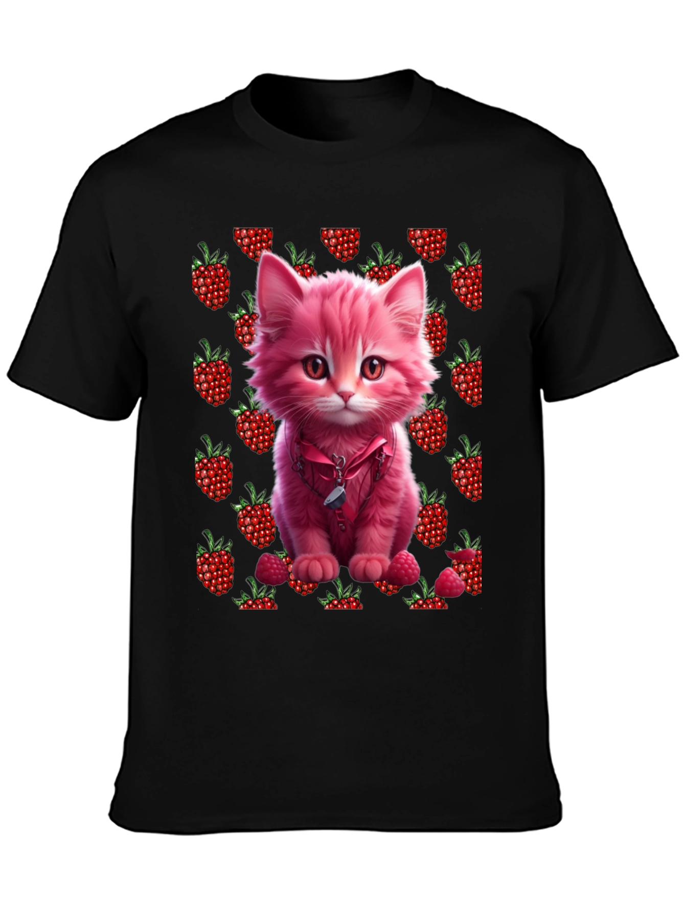 Raspberry Kitty Graphic T-Shirt