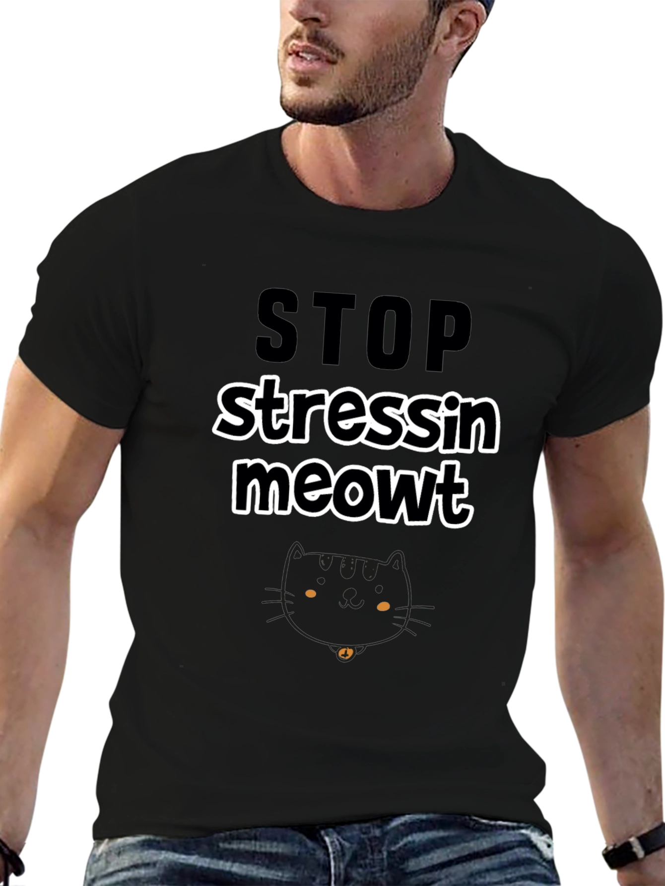 Stop Stressin Meowt Black Graphic Tee