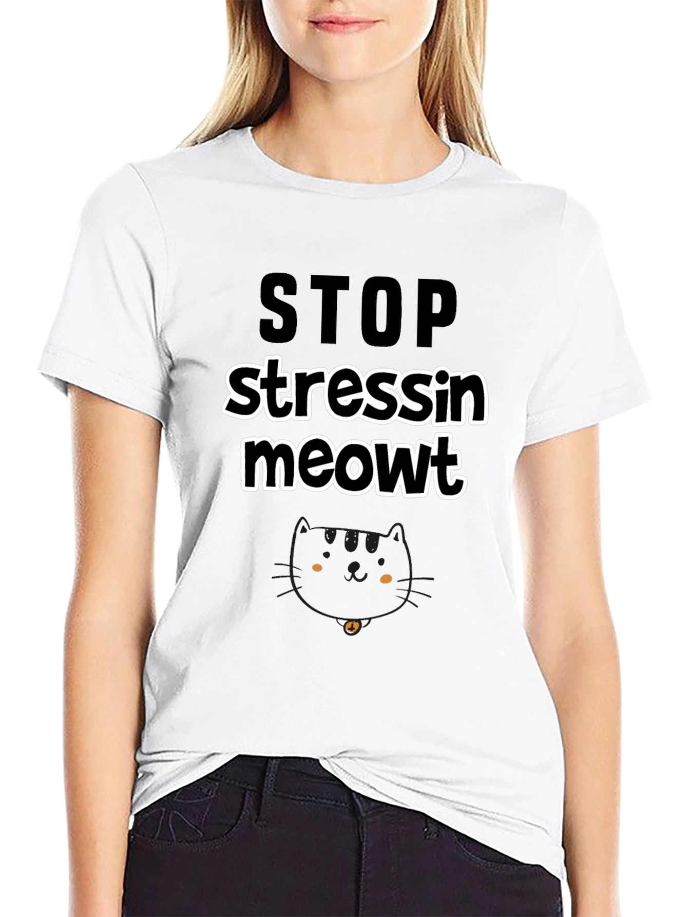 Stop Stressin Meowt Black Graphic Tee