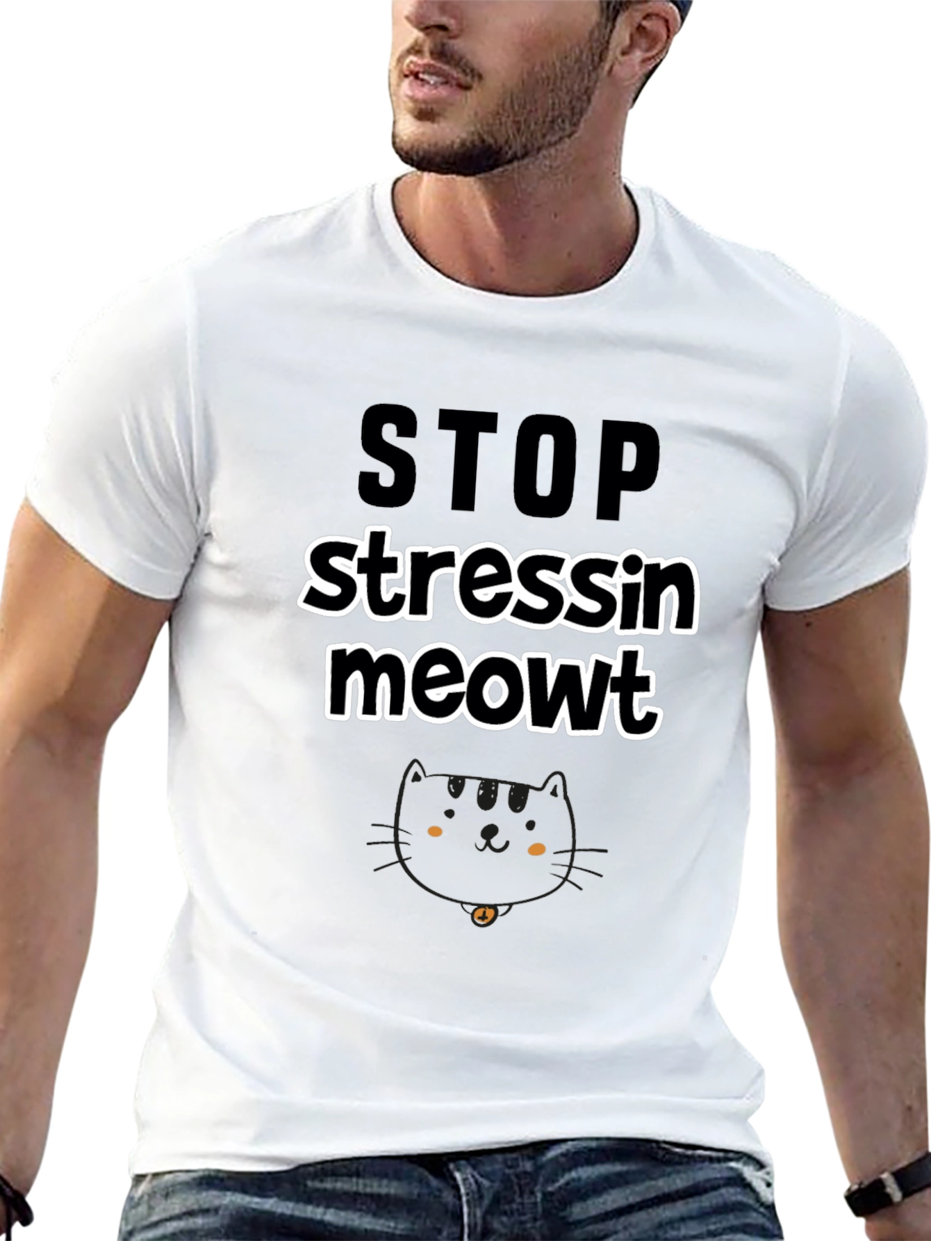 Stop Stressin Meowt Black Graphic Tee