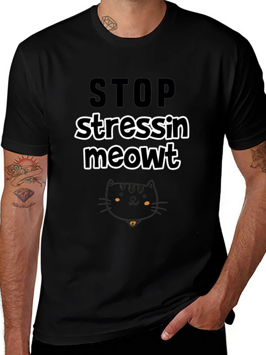 Stop Stressin Meowt Black Graphic Tee
