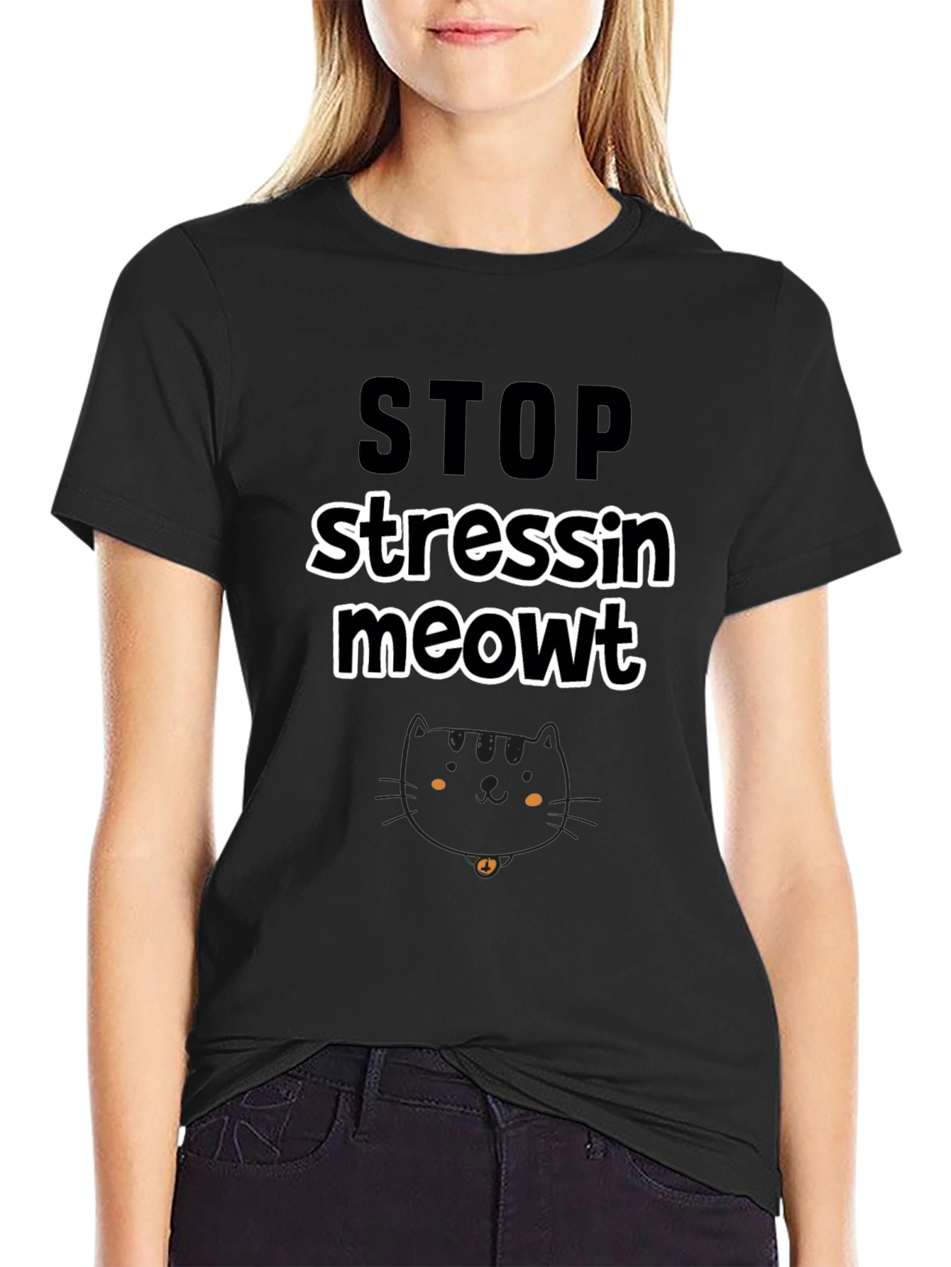 Stop Stressin Meowt Black Graphic Tee