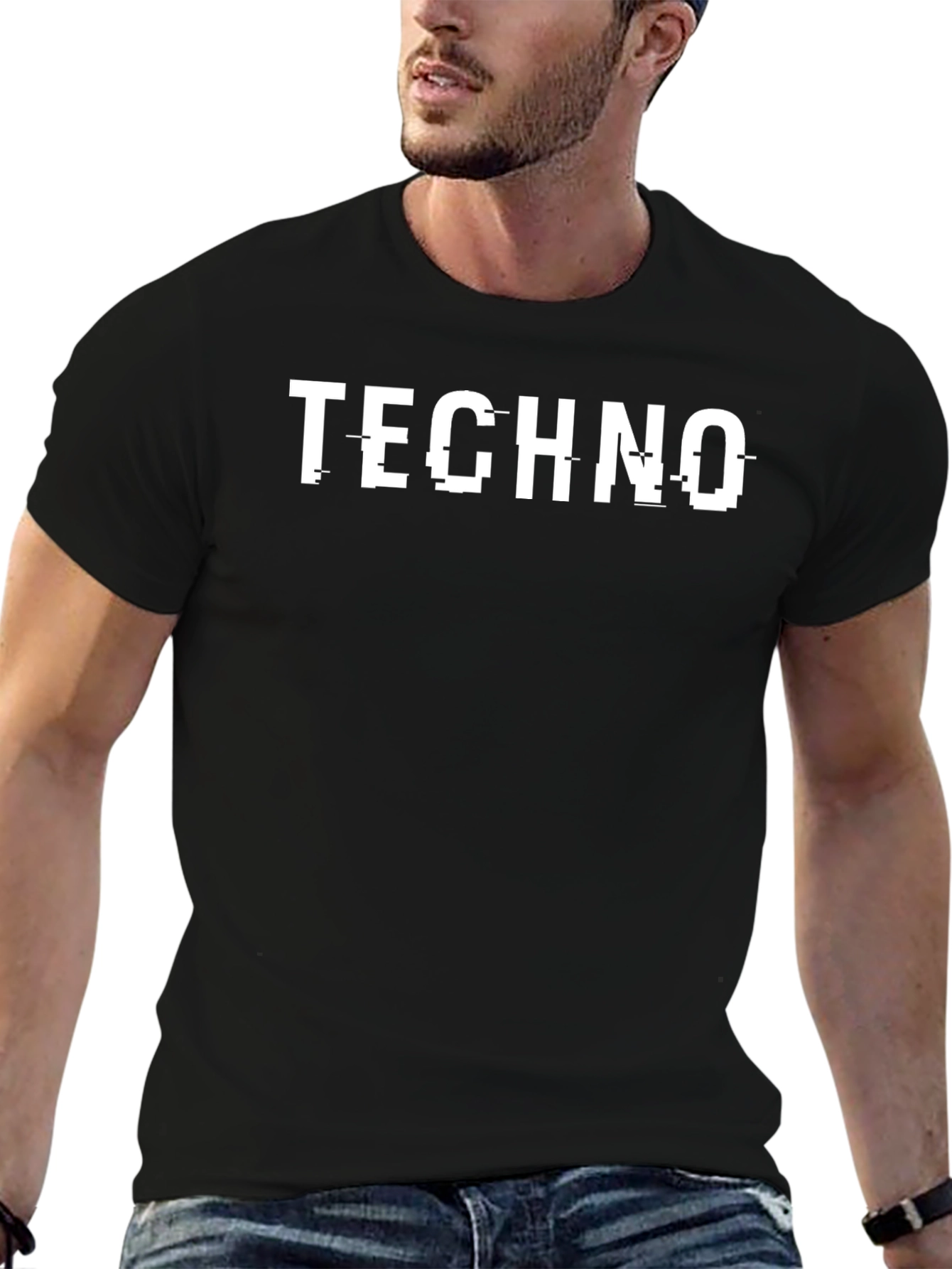 Techno Glitch Tee - Modern Graphic T-Shirt