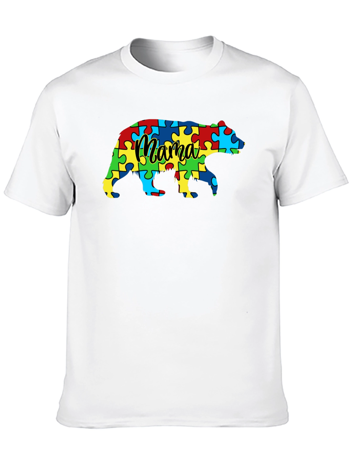 Mama Bear Autism Awareness Puzzle T-Shirt