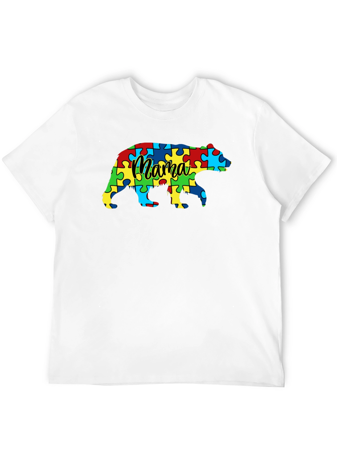 Mama Bear Autism Awareness Puzzle T-Shirt