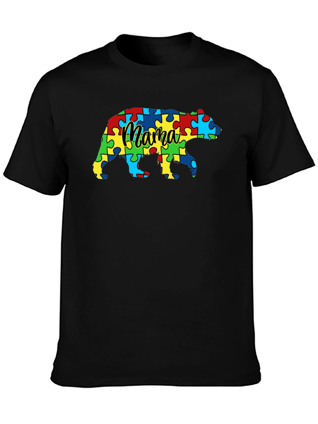 Mama Bear Autism Awareness Puzzle T-Shirt