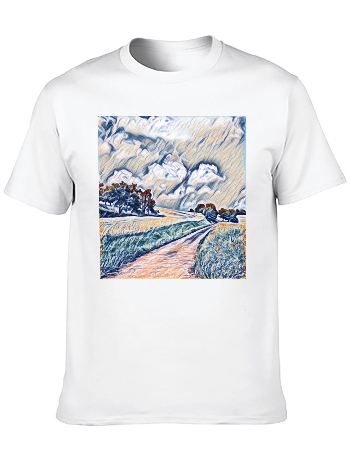 Artistic Landscape Graphic Tee - Stylish Black T-Shirt