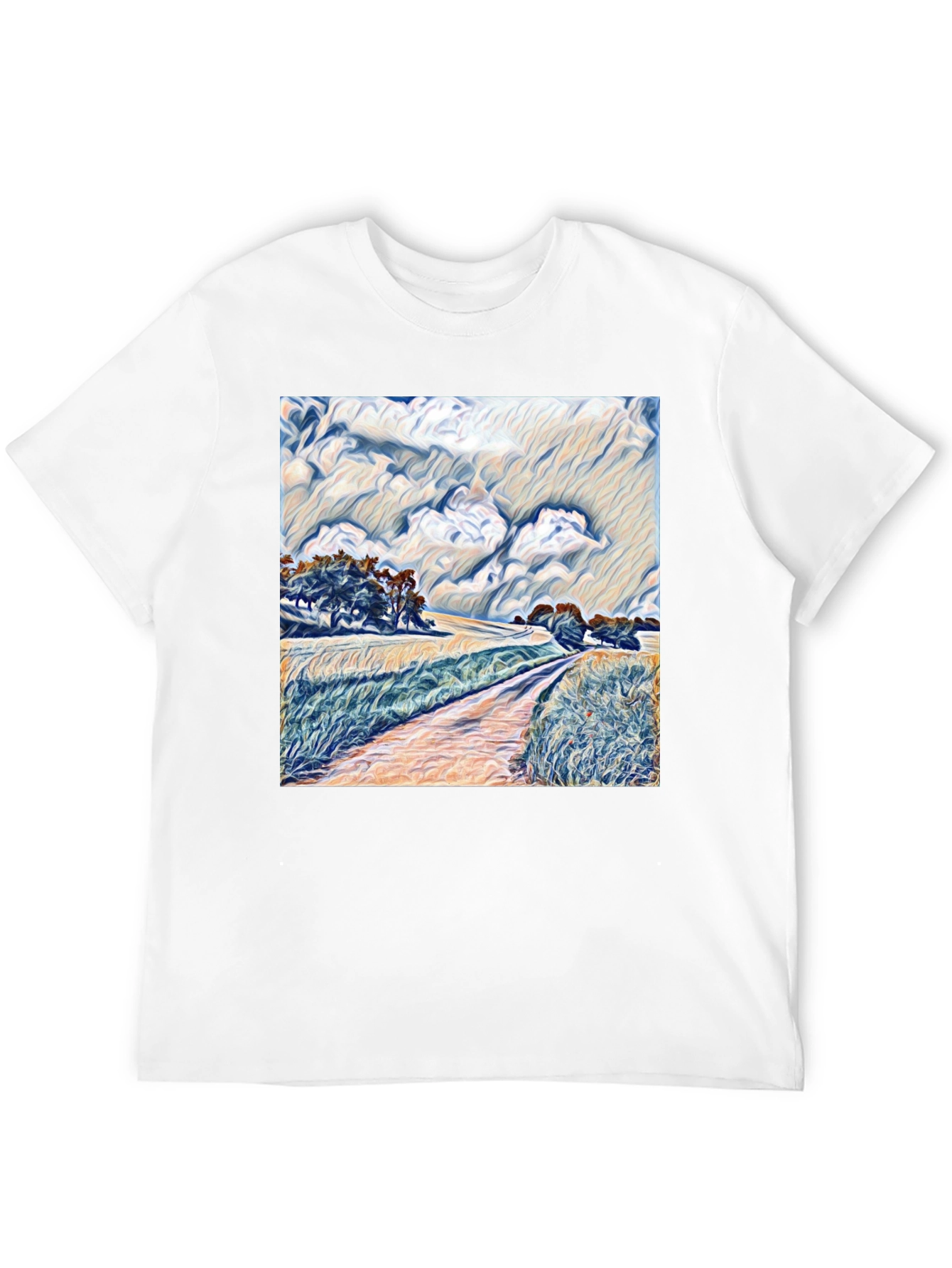 Artistic Landscape Graphic Tee - Stylish Black T-Shirt