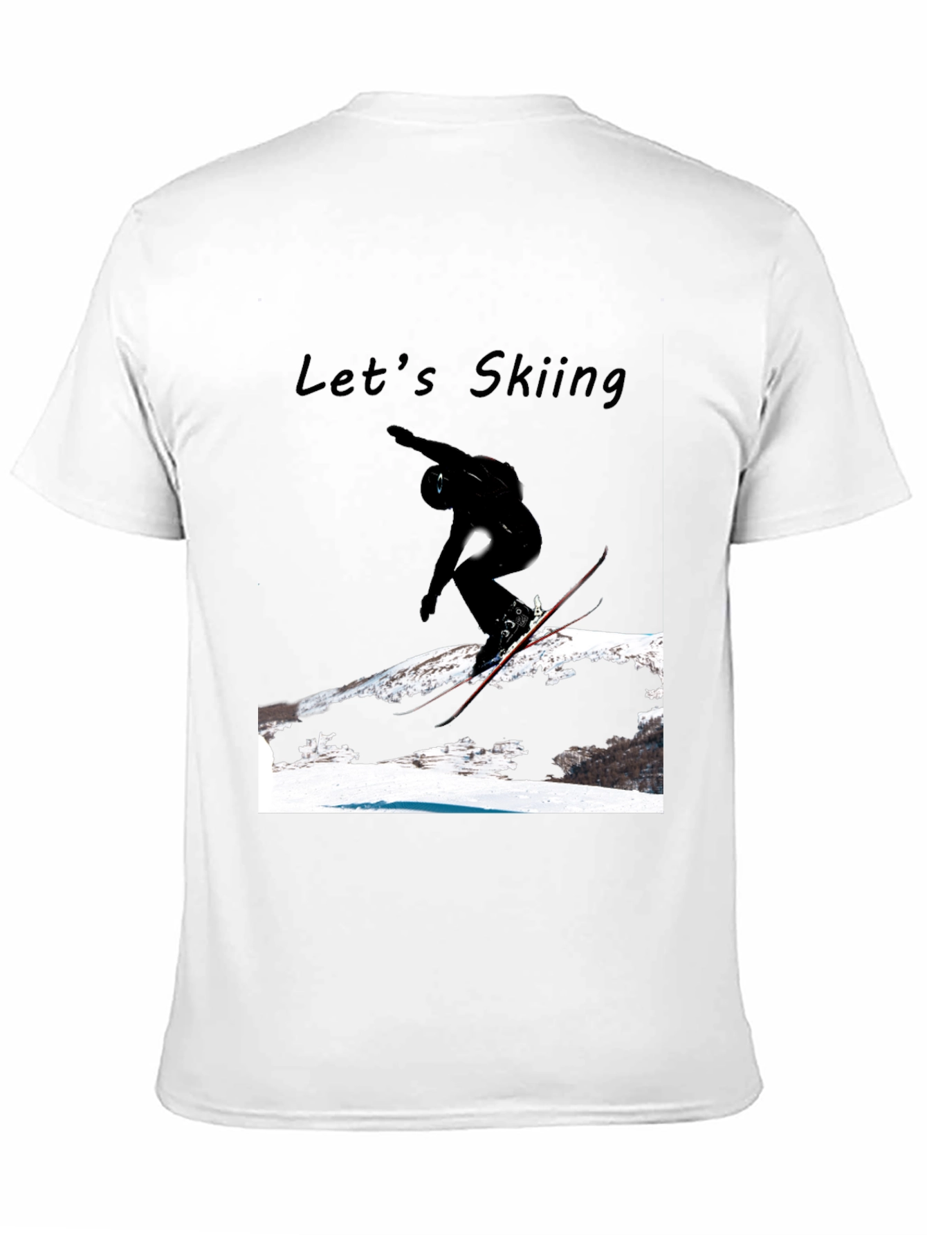 Mens Black Lets Skiing Graphic Tee