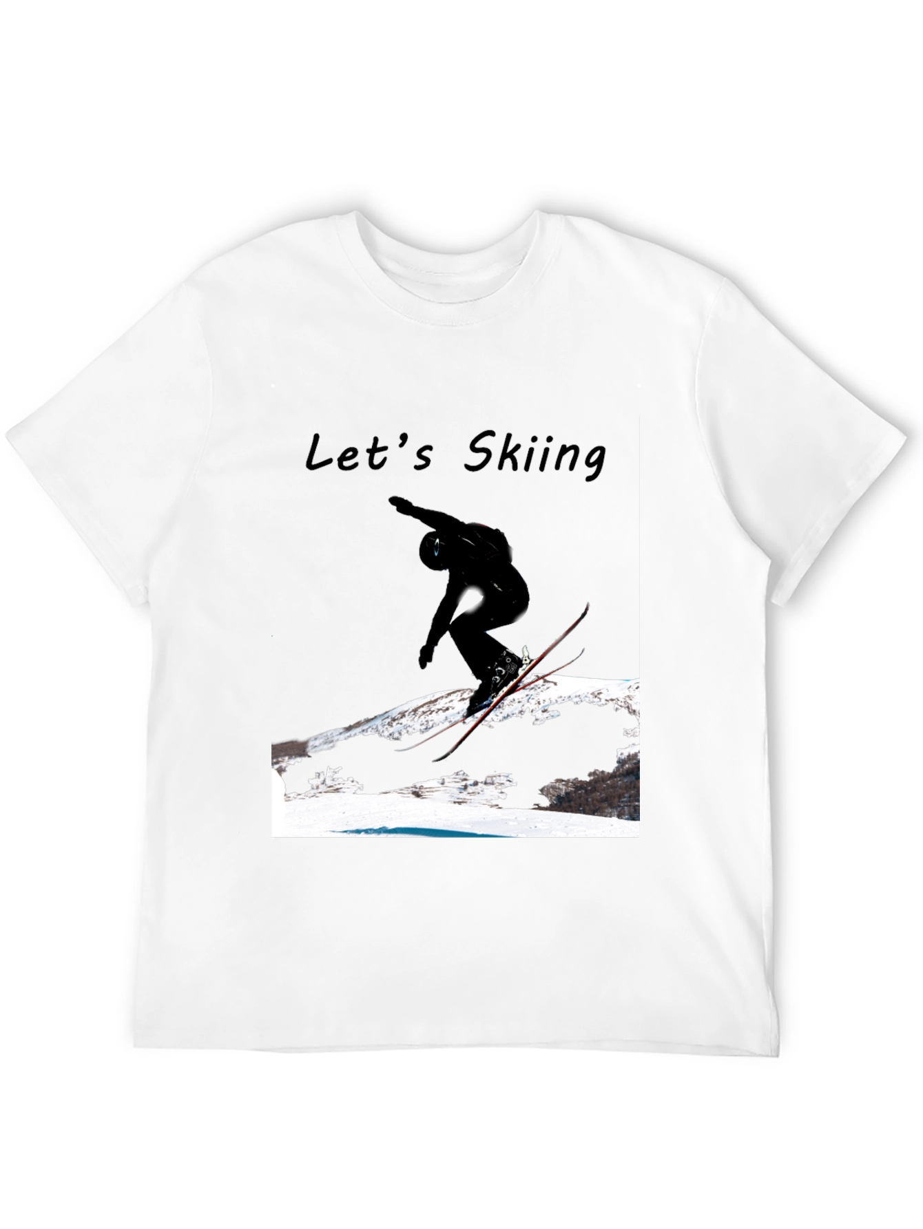 Mens Black Lets Skiing Graphic Tee