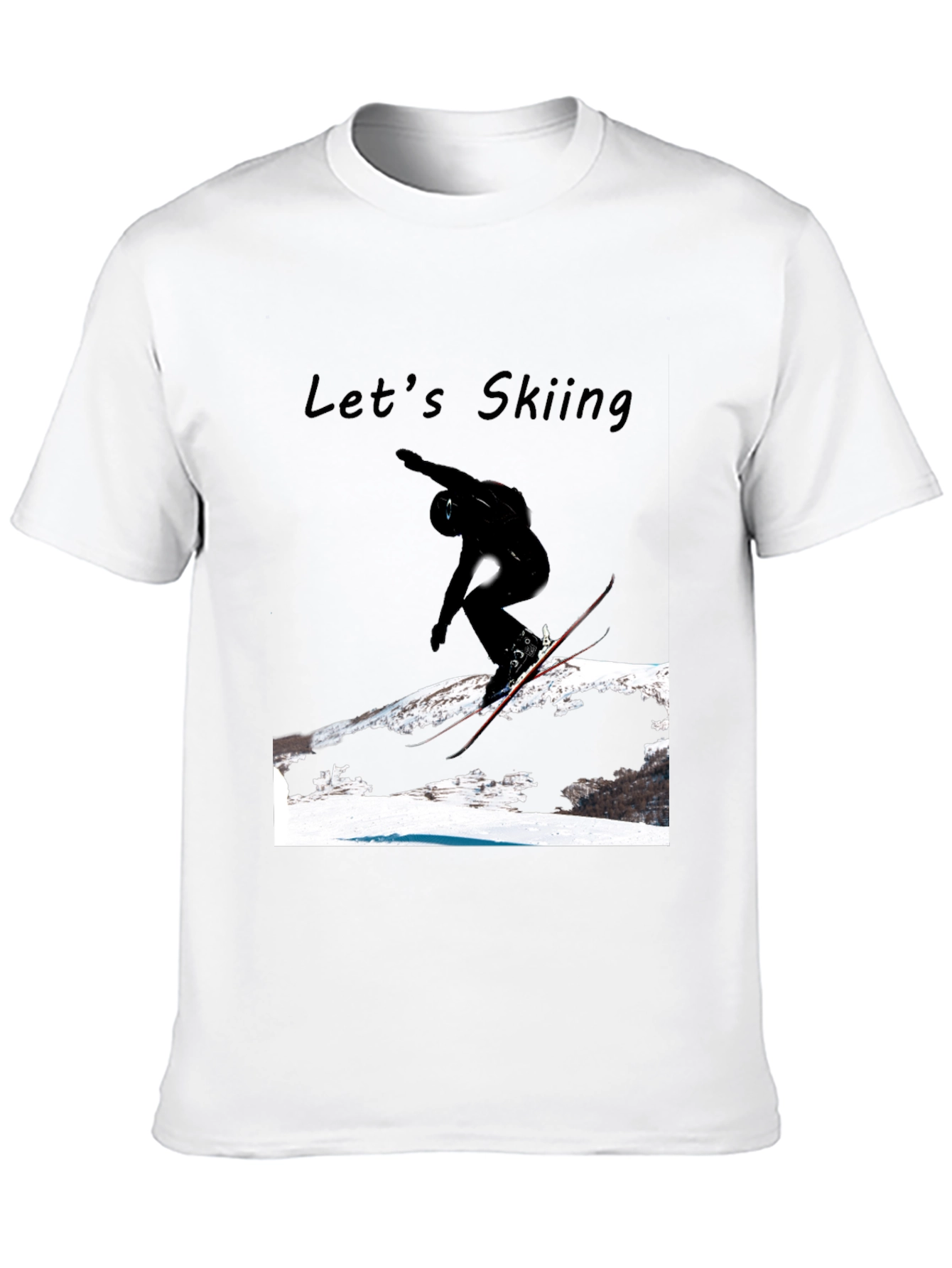 Mens Black Lets Skiing Graphic Tee