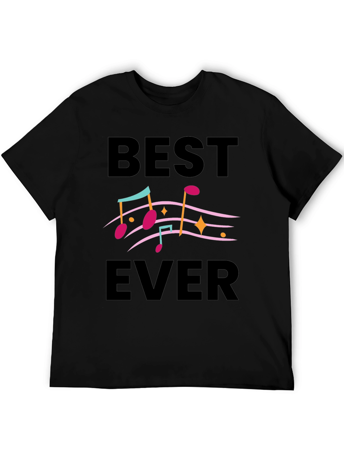 Best Ever Music Notes Graphic Tee - Black