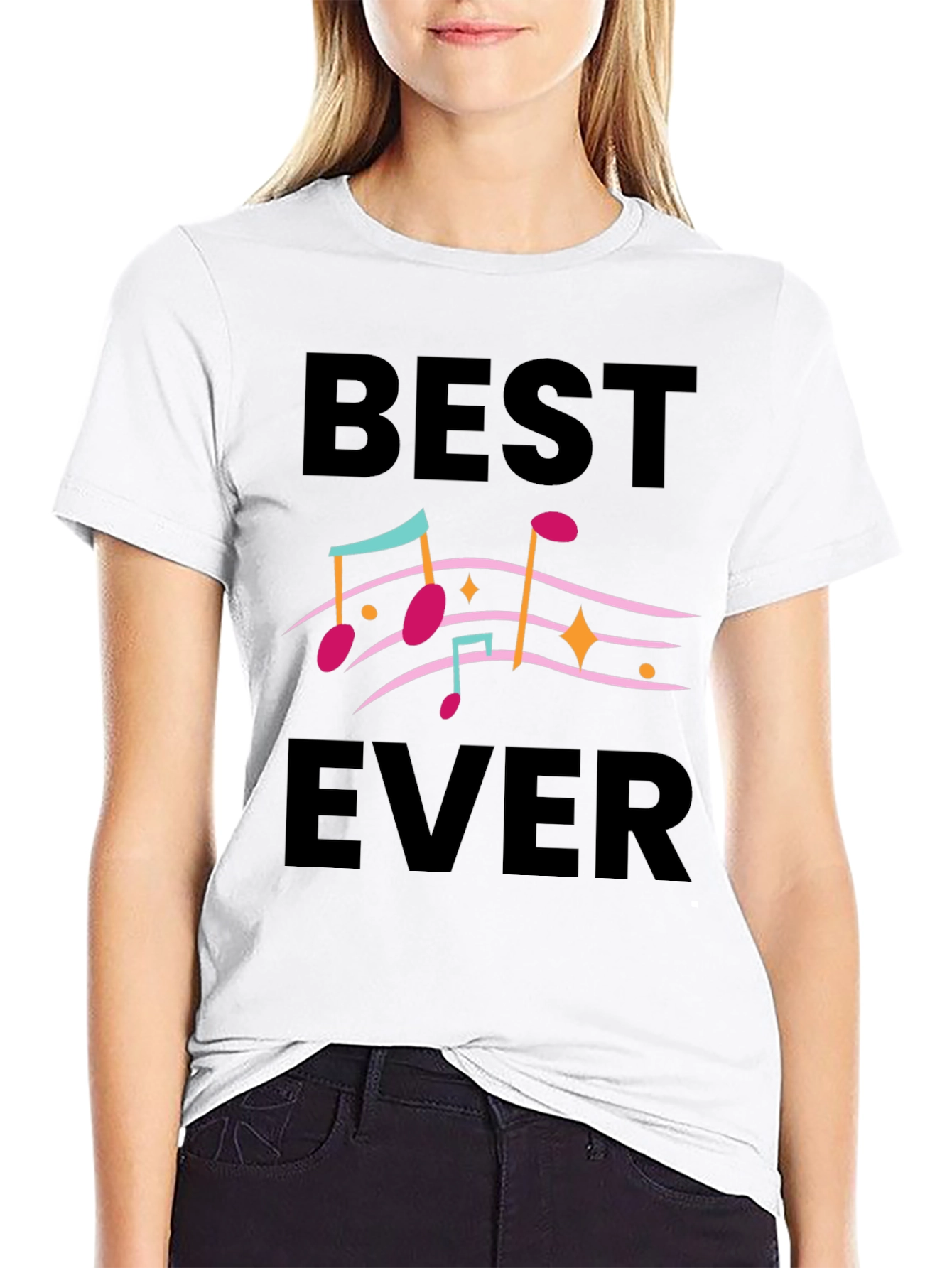 Best Ever Music Notes Graphic Tee - Black