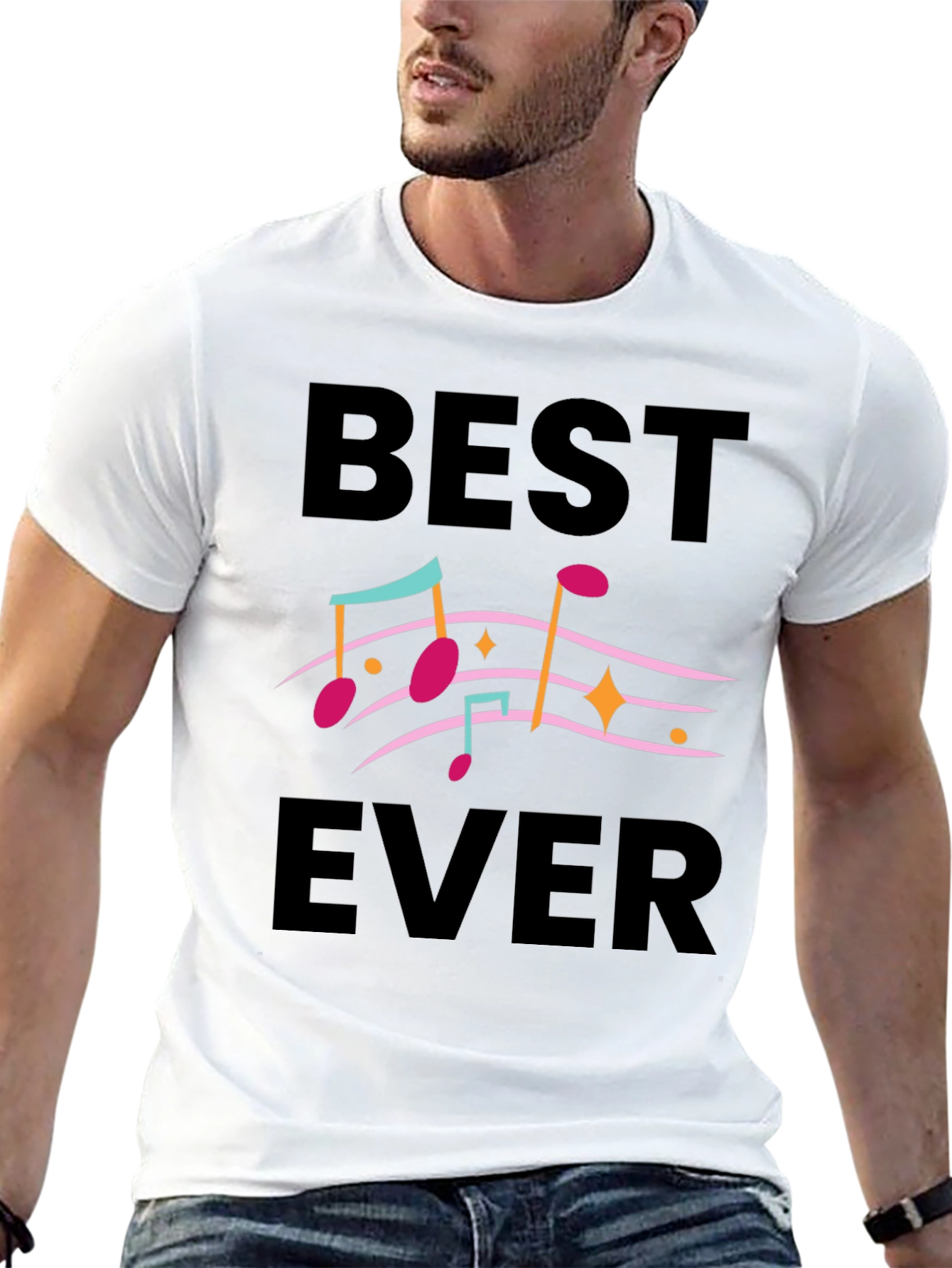 Best Ever Music Notes Graphic Tee - Black