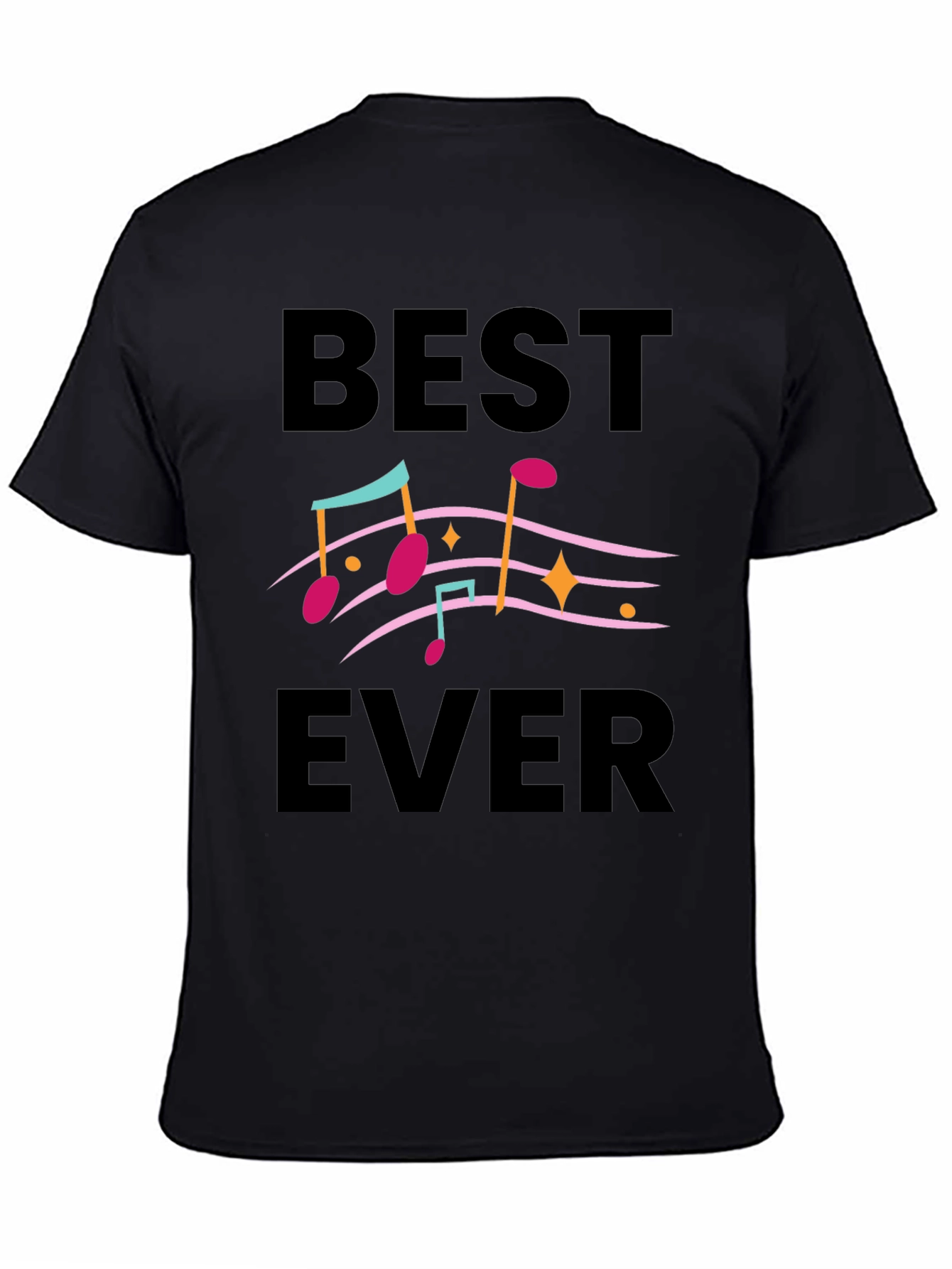 Best Ever Music Notes Graphic Tee - Black