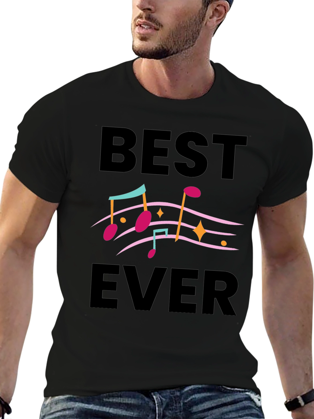 Best Ever Music Notes Graphic Tee - Black
