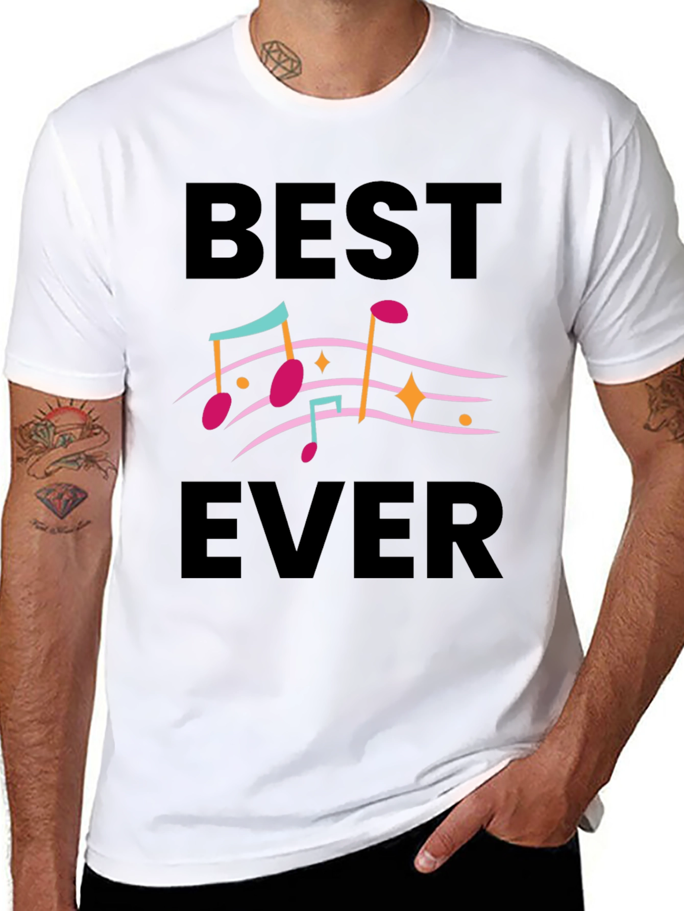 Best Ever Music Notes Graphic Tee - Black