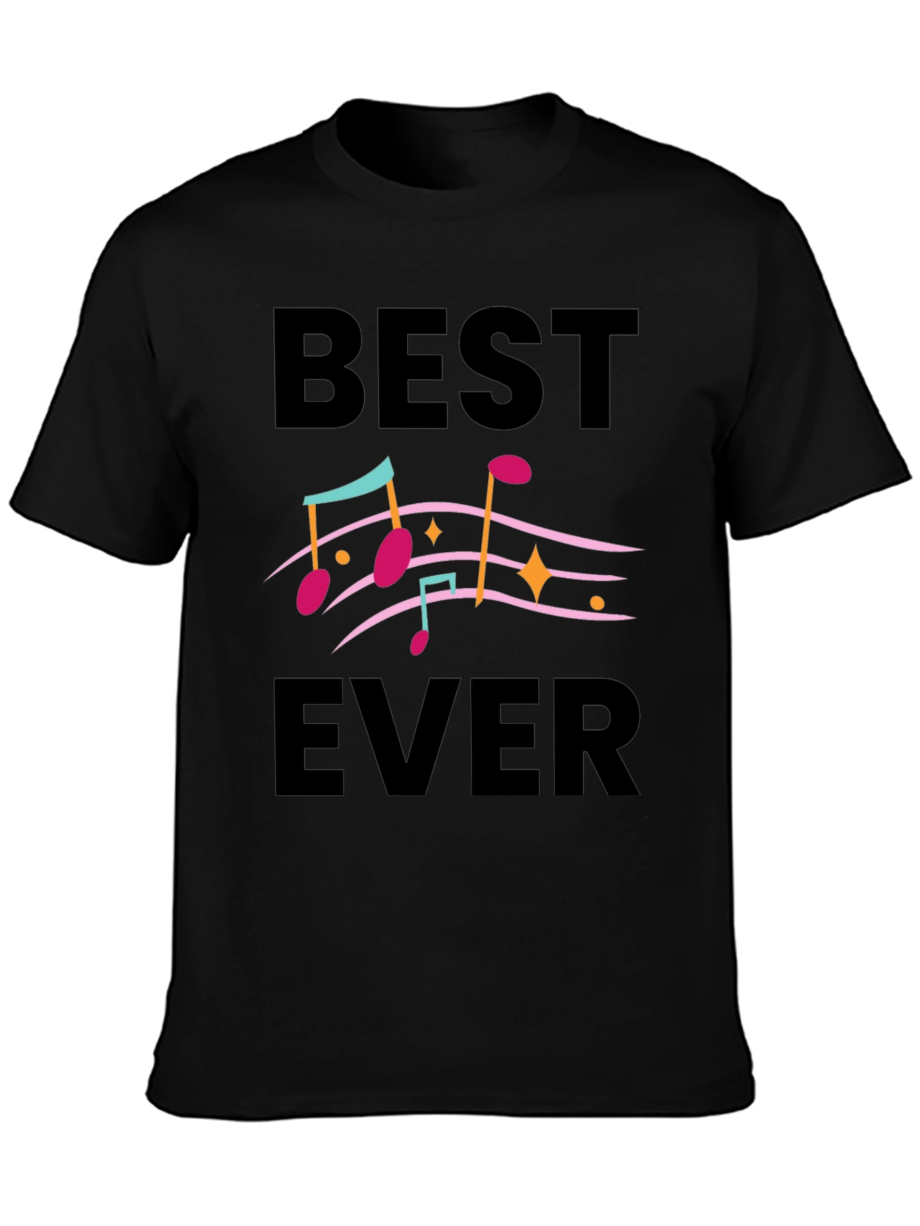 Best Ever Music Notes Graphic Tee - Black