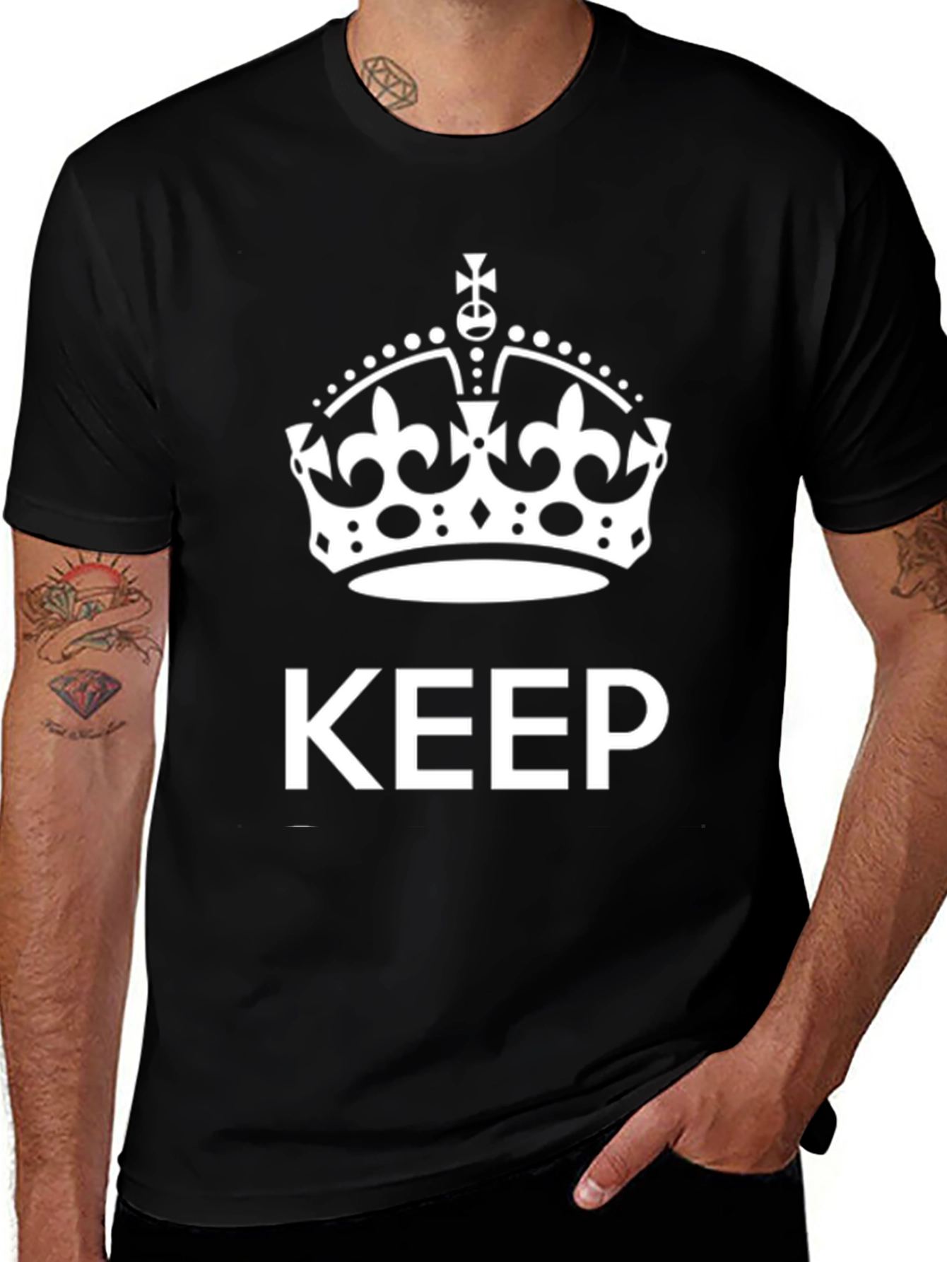 Keep Calm Crown Graphic Tee - Black