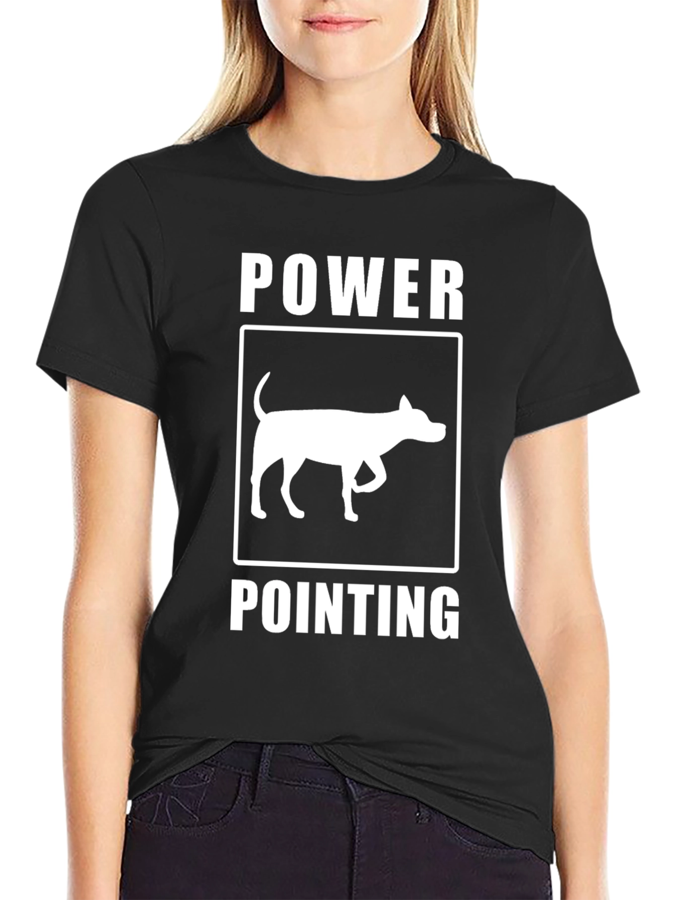 Power Pointing Dog Graphic T-Shirt