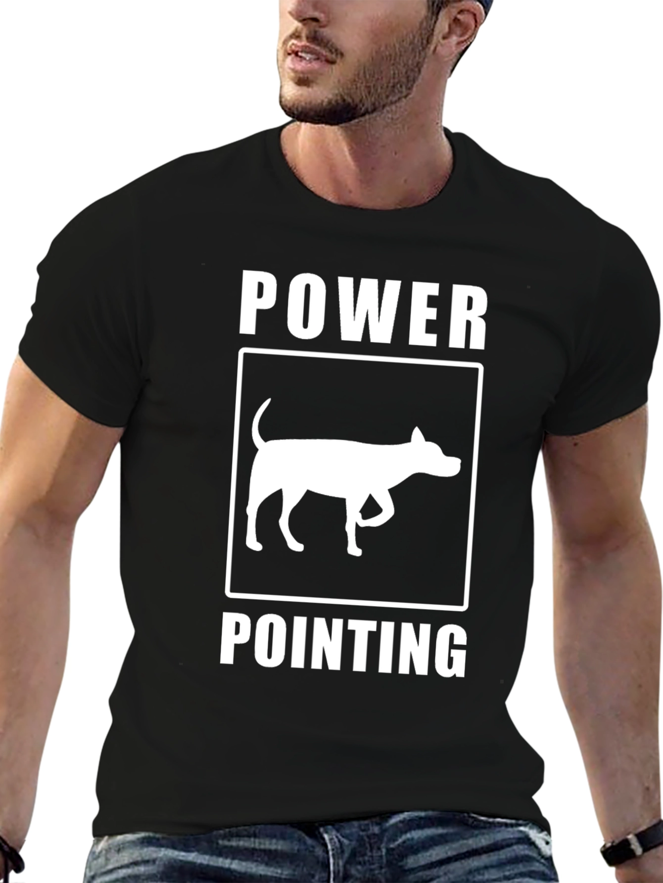 Power Pointing Dog Graphic T-Shirt