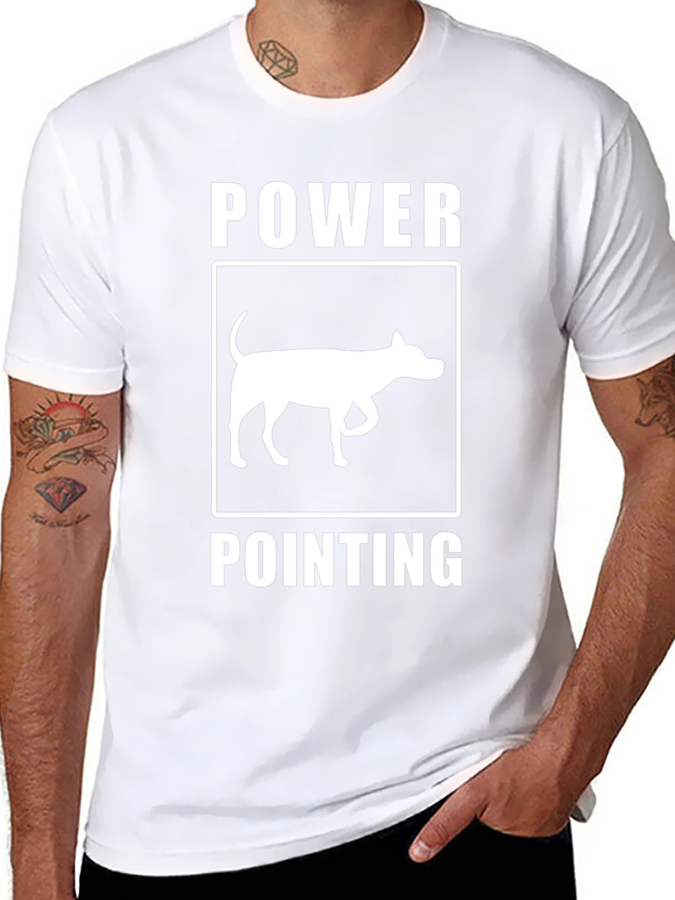 Power Pointing Dog Graphic T-Shirt