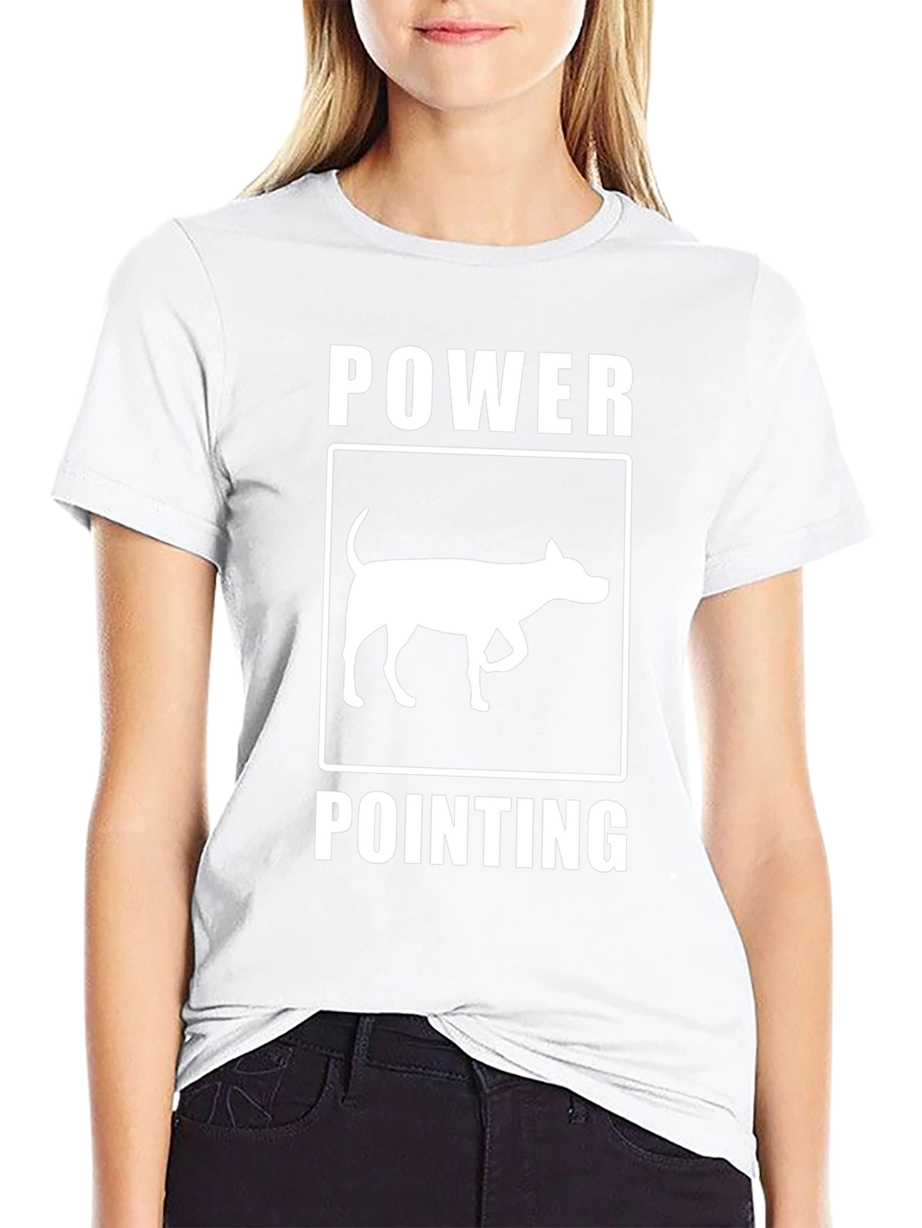 Power Pointing Dog Graphic T-Shirt