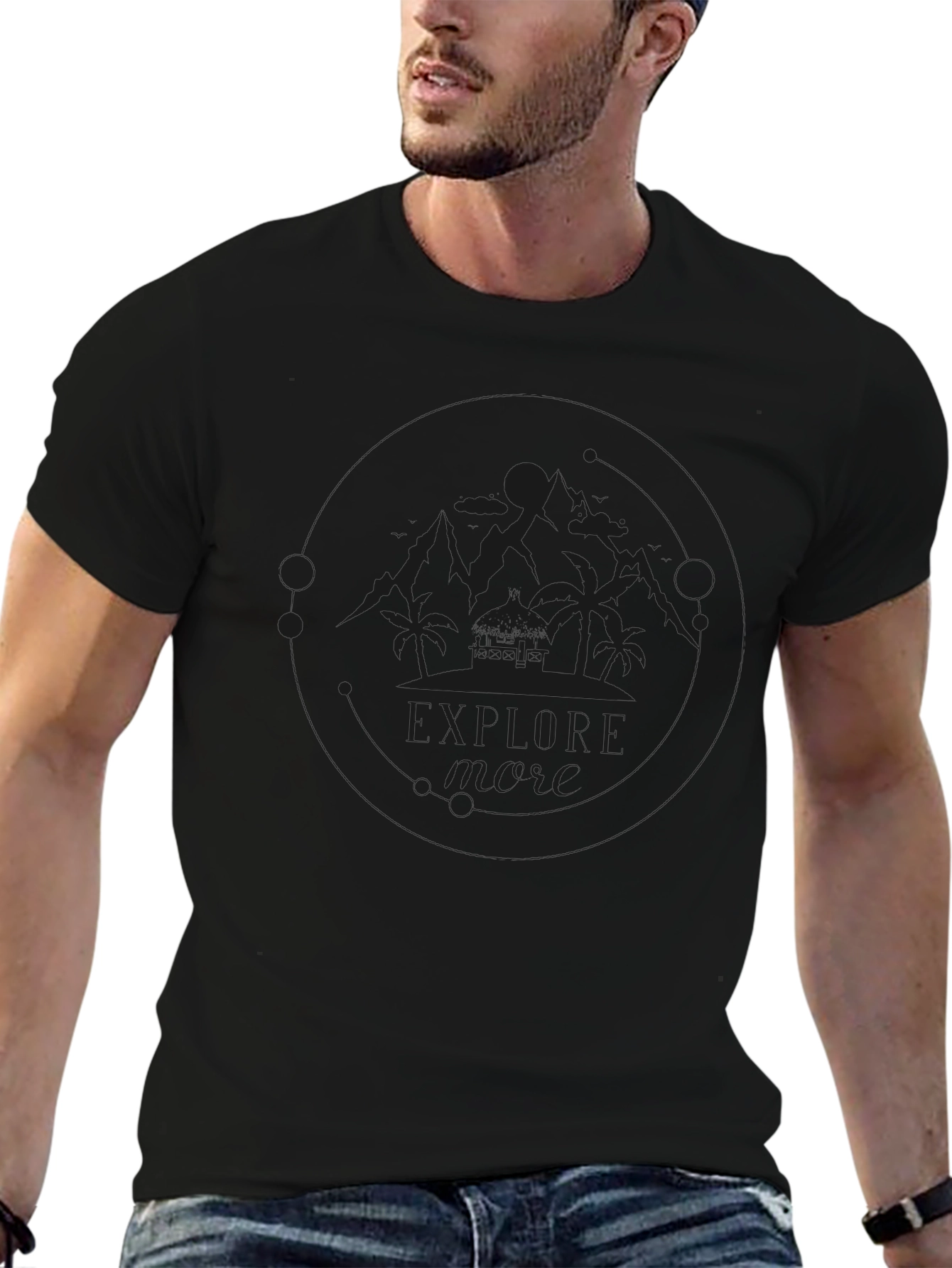 Mens Black Graphic Tee - Island Design