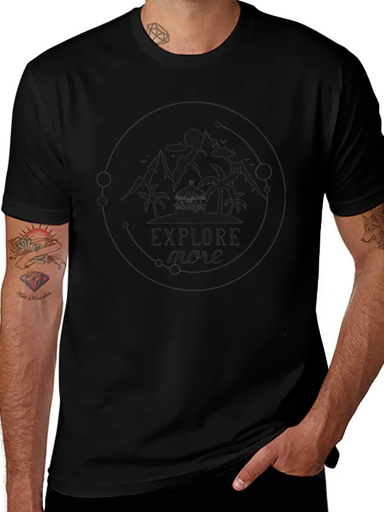 Mens Black Graphic Tee - Island Design