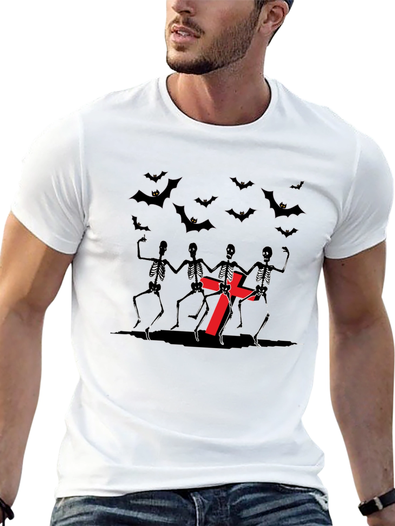 Dancing Skeletons Bat Graphic Tee