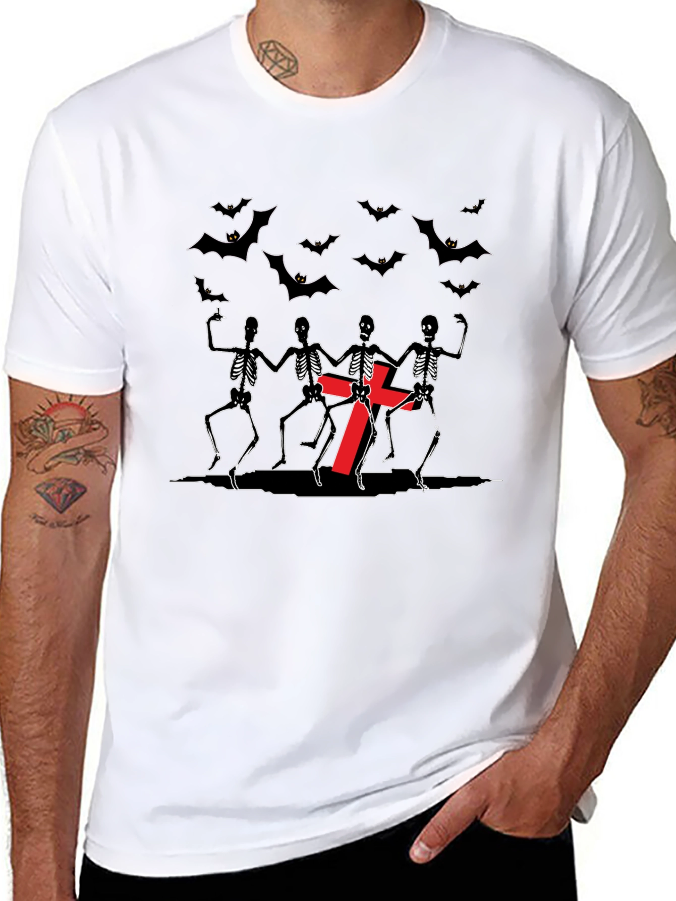 Dancing Skeletons Bat Graphic Tee