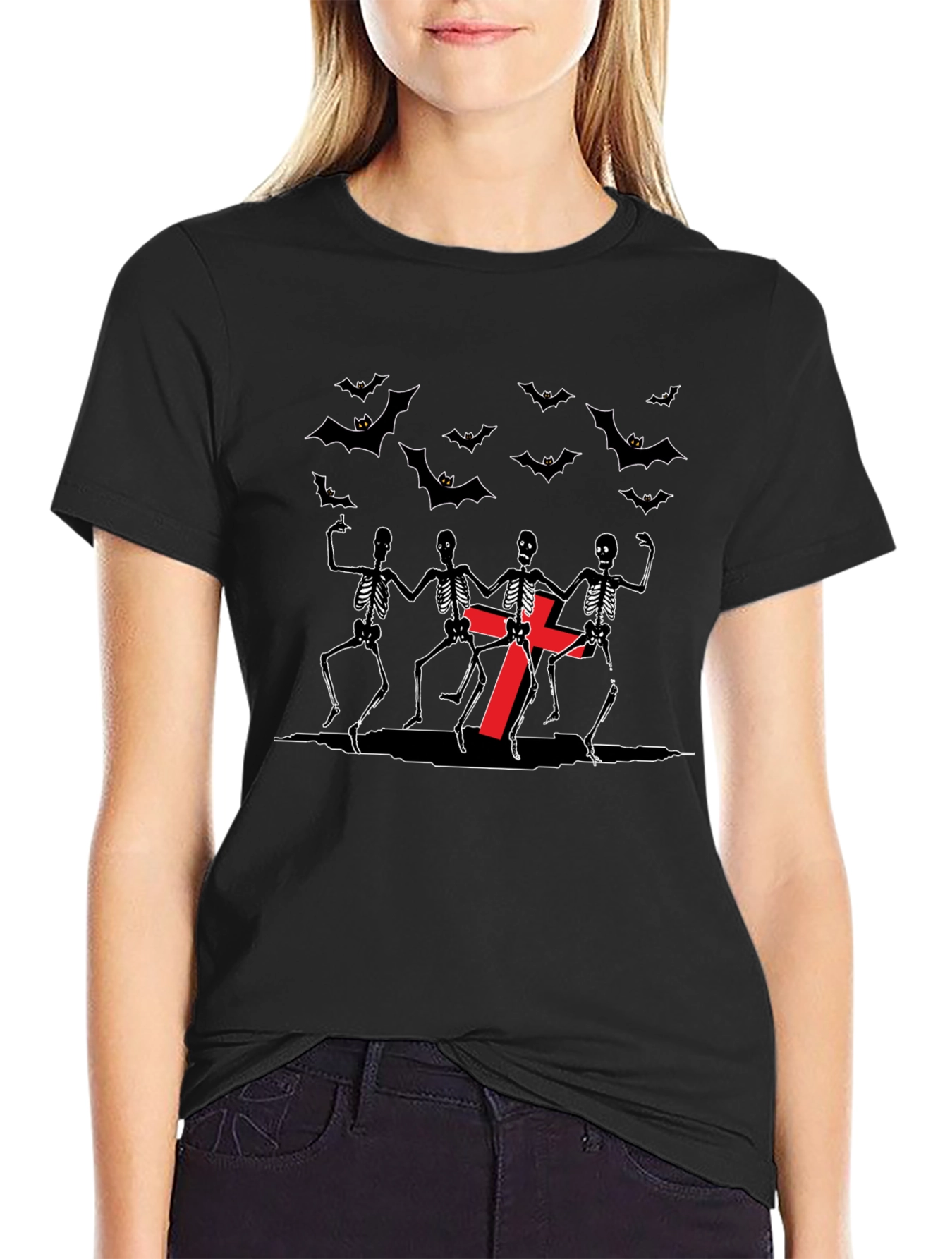 Dancing Skeletons Bat Graphic Tee