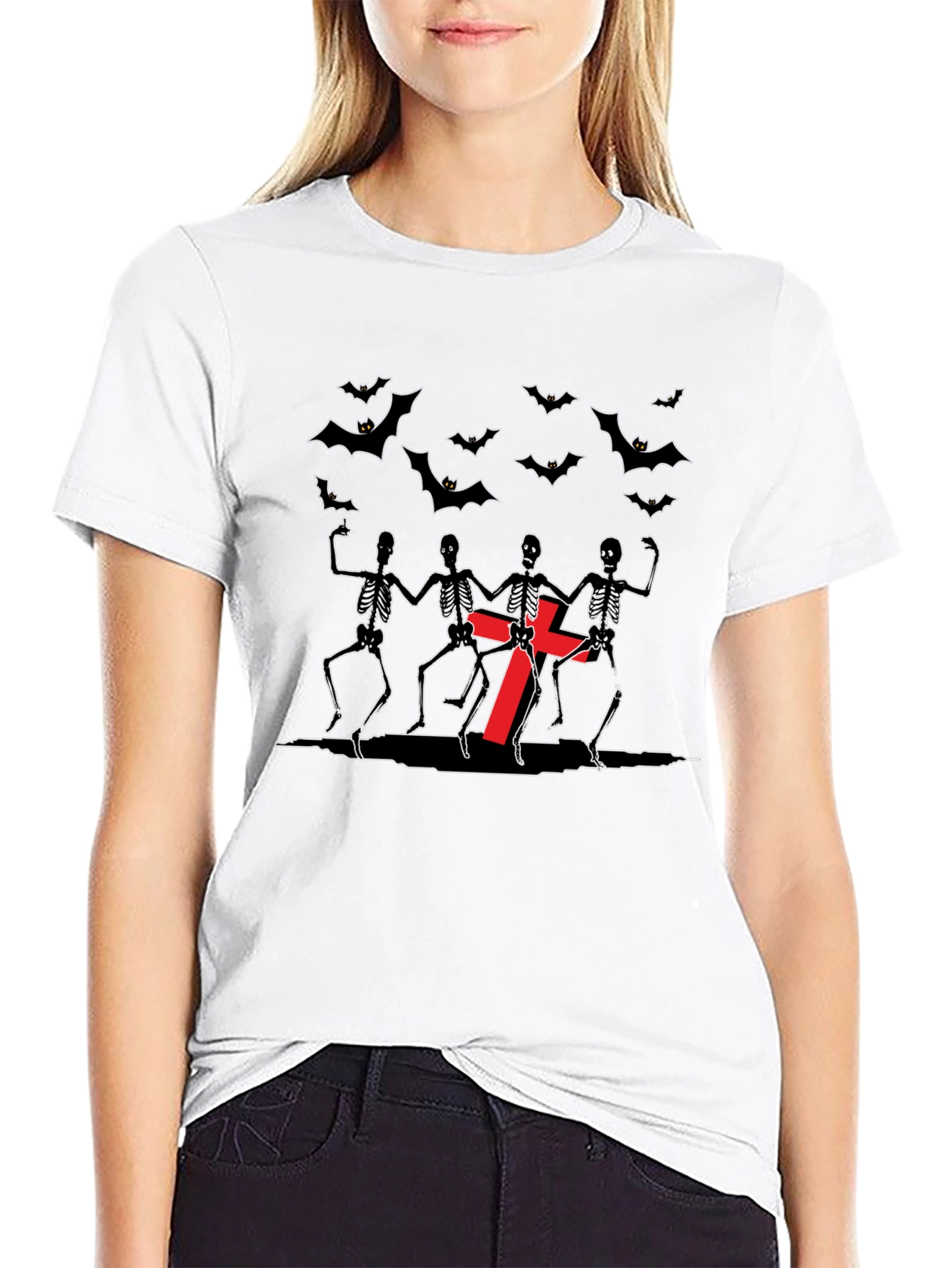 Dancing Skeletons Bat Graphic Tee