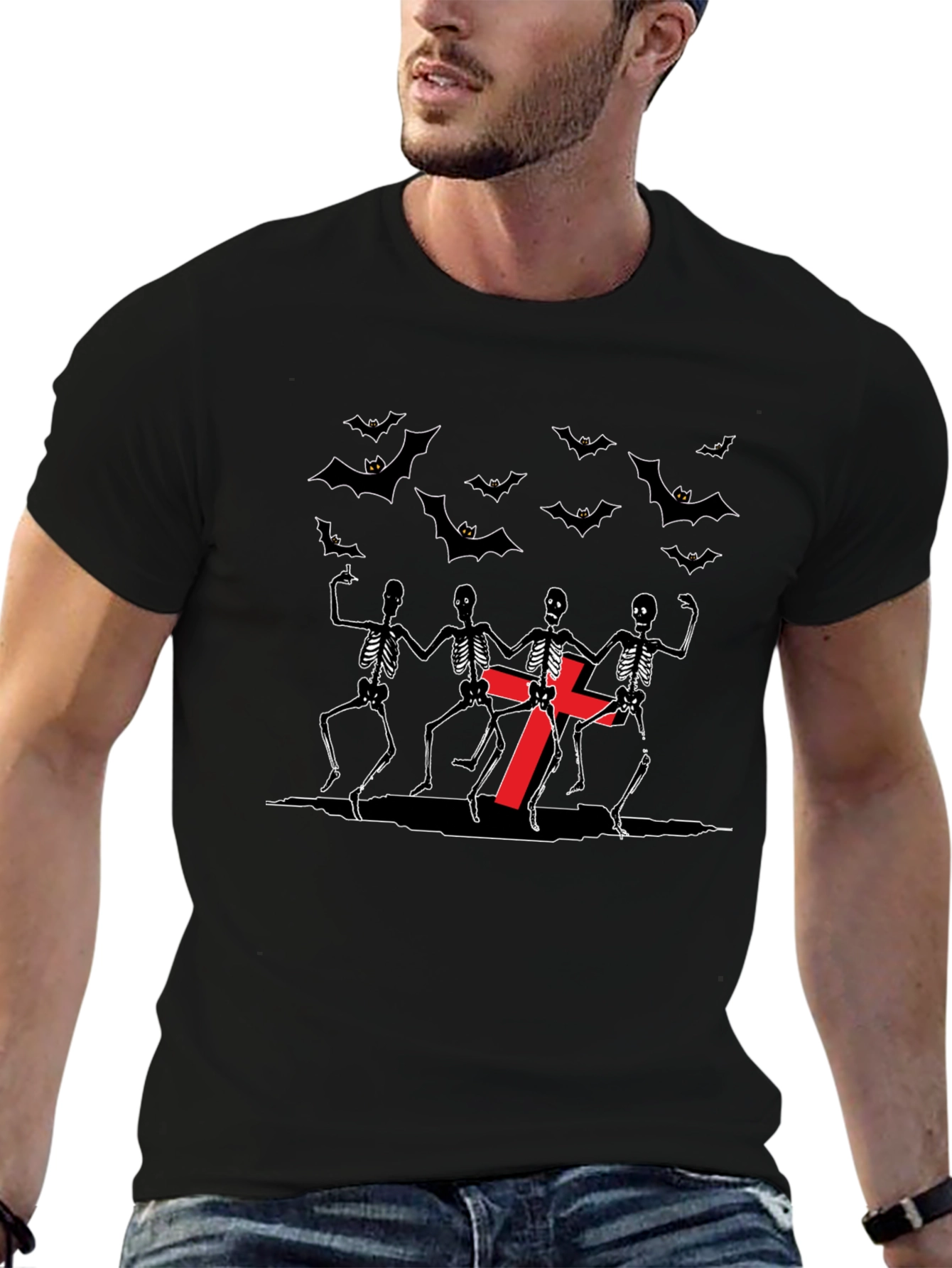 Dancing Skeletons Bat Graphic Tee