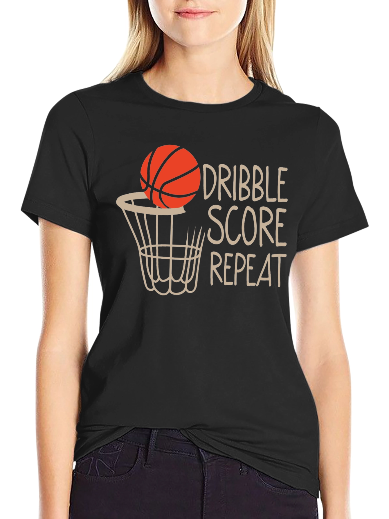 Dribble Score Repeat Basketball T-Shirt