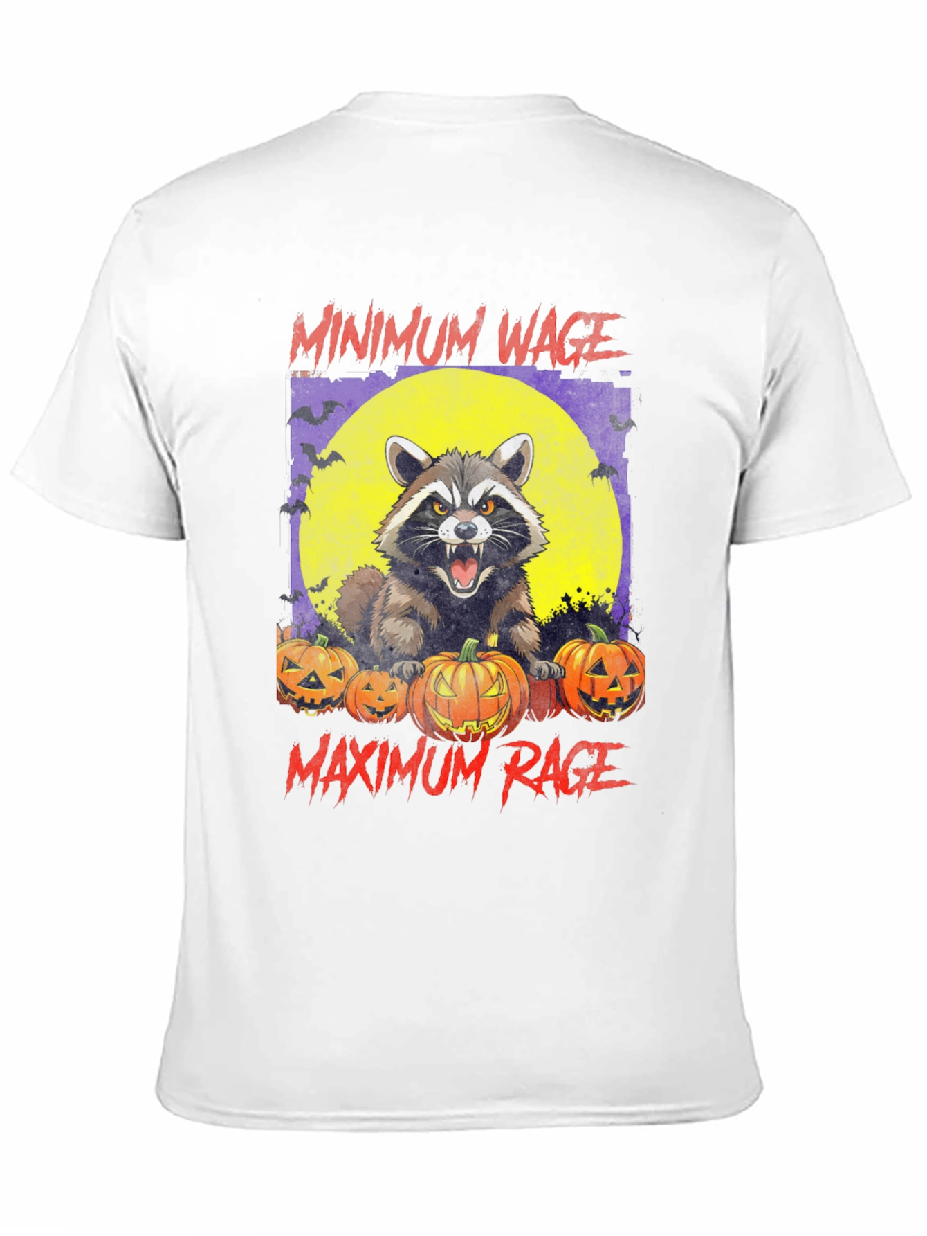 Minimum Wage Maximum Rage Raccoon Halloween T-Shirt