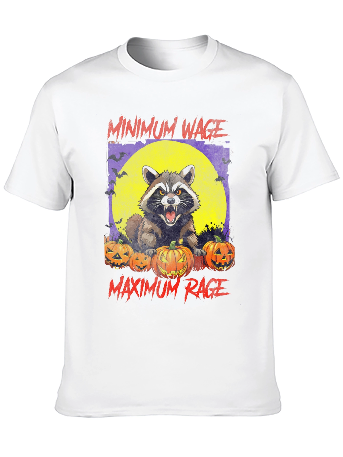 Minimum Wage Maximum Rage Raccoon Halloween T-Shirt