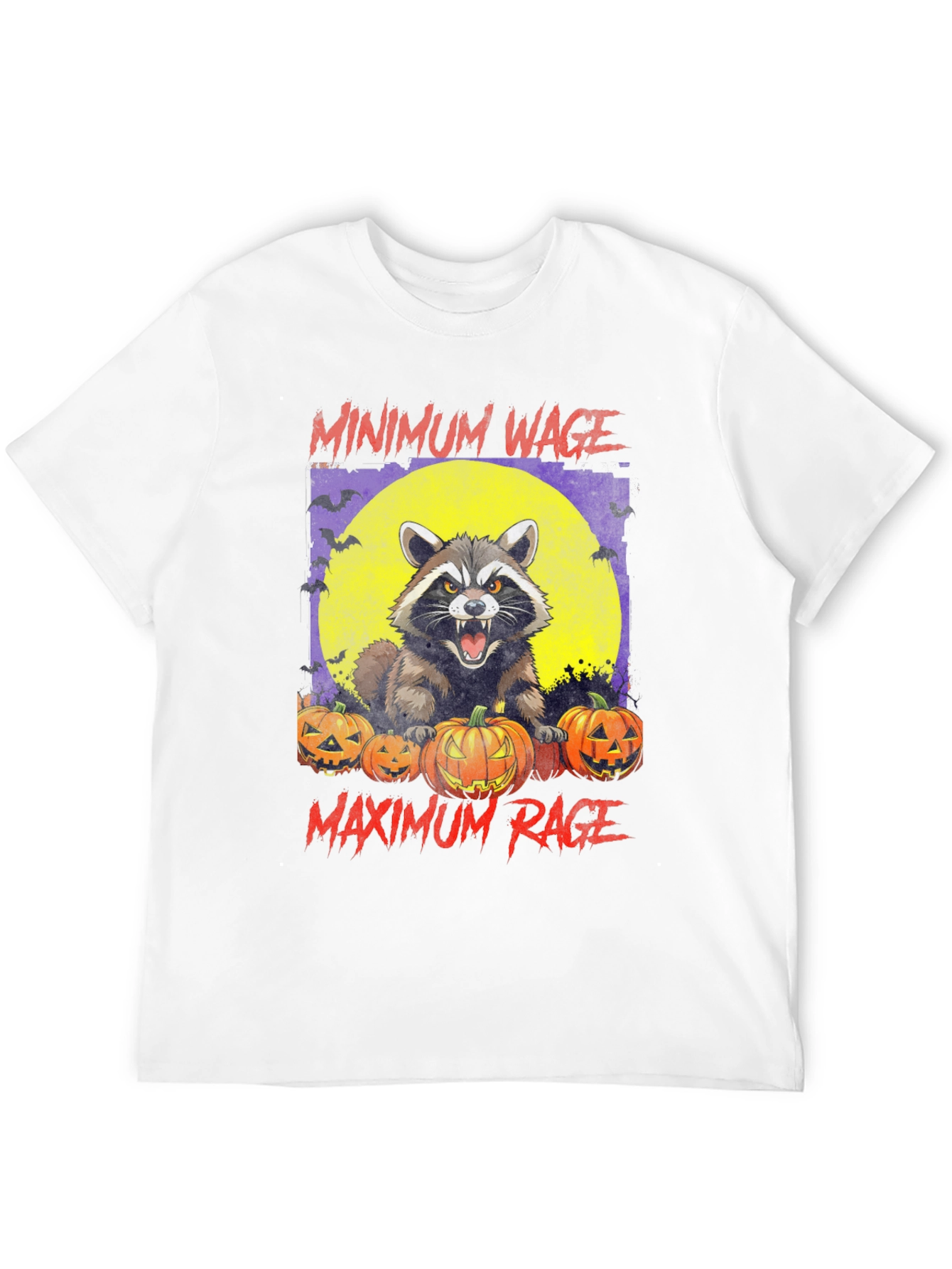 Minimum Wage Maximum Rage Raccoon Halloween T-Shirt