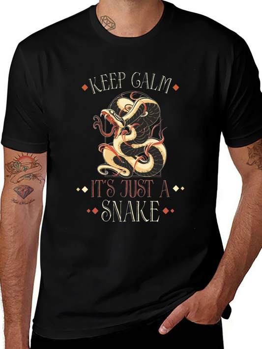 Keep Calm Snake Graphic T-Shirt Black