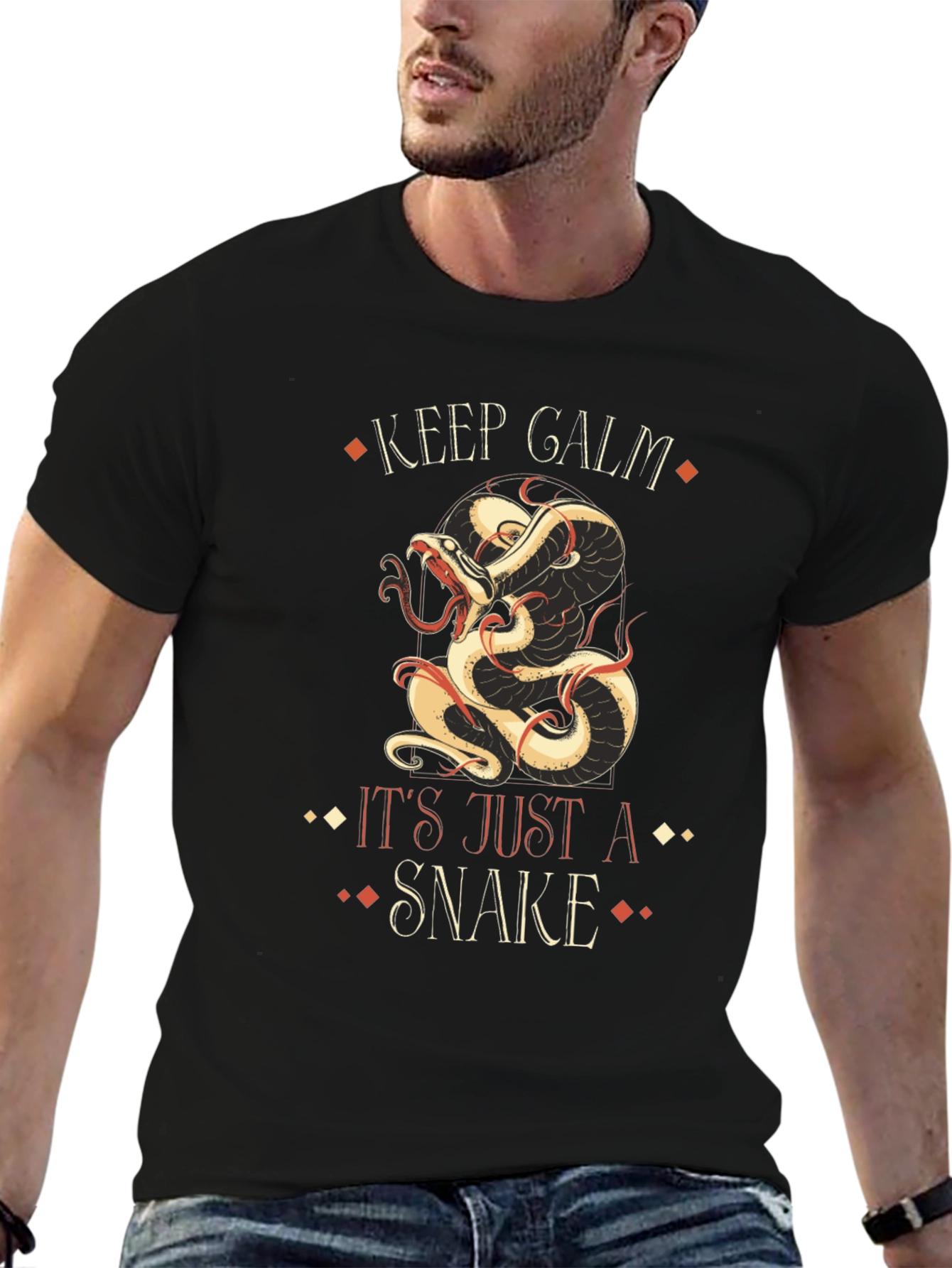 Keep Calm Snake Graphic T-Shirt Black