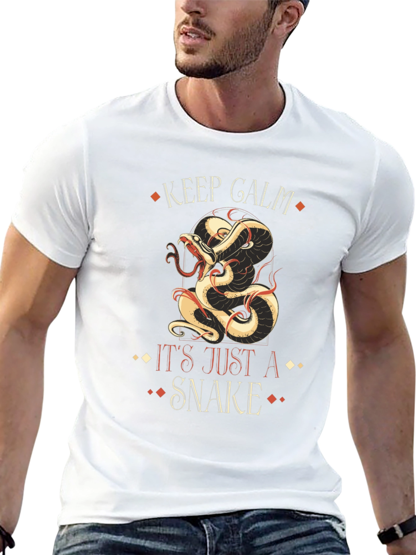 Keep Calm Snake Graphic T-Shirt Black