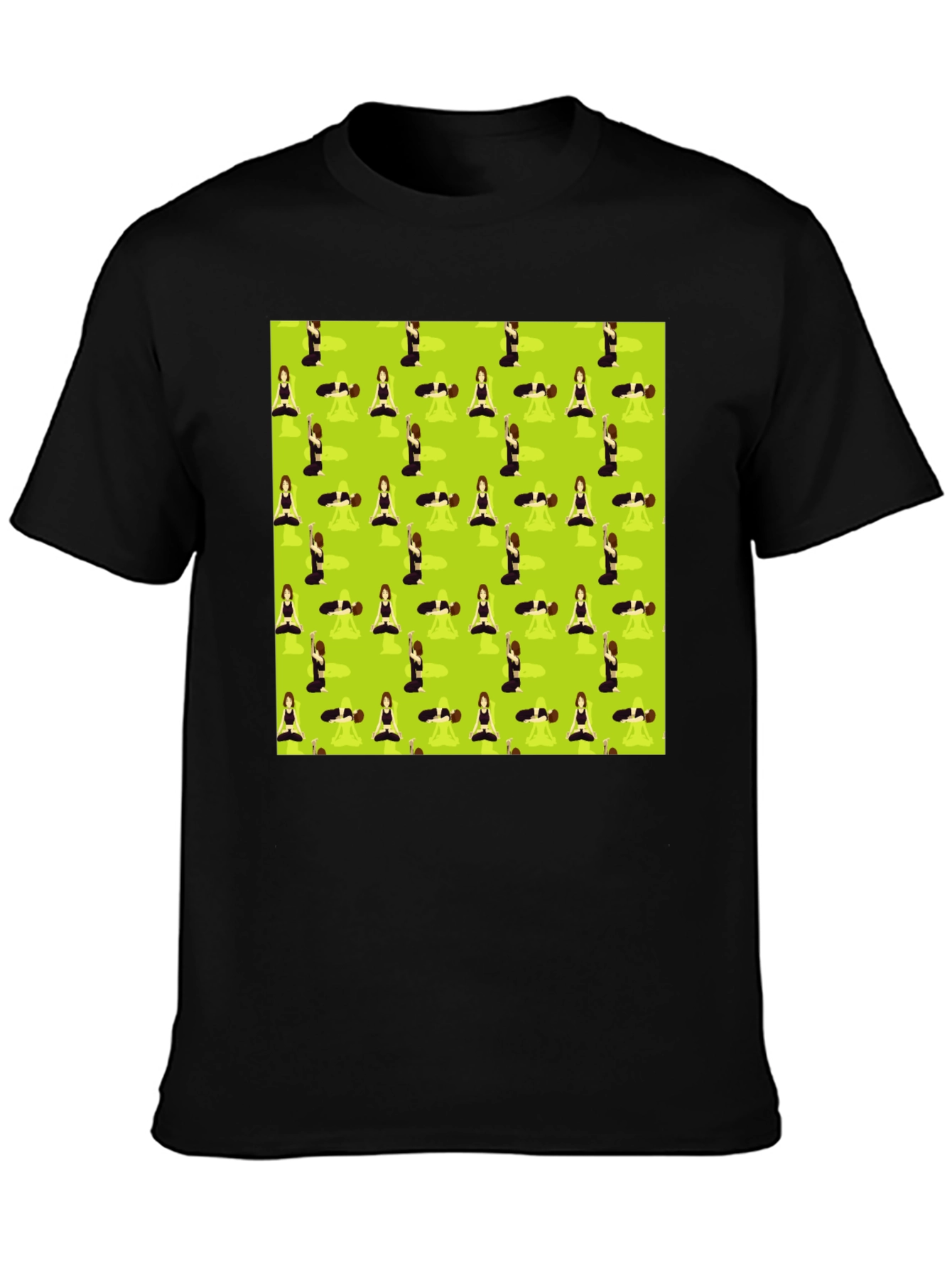 Yoga Patterned T-Shirt - Mens Black Tee