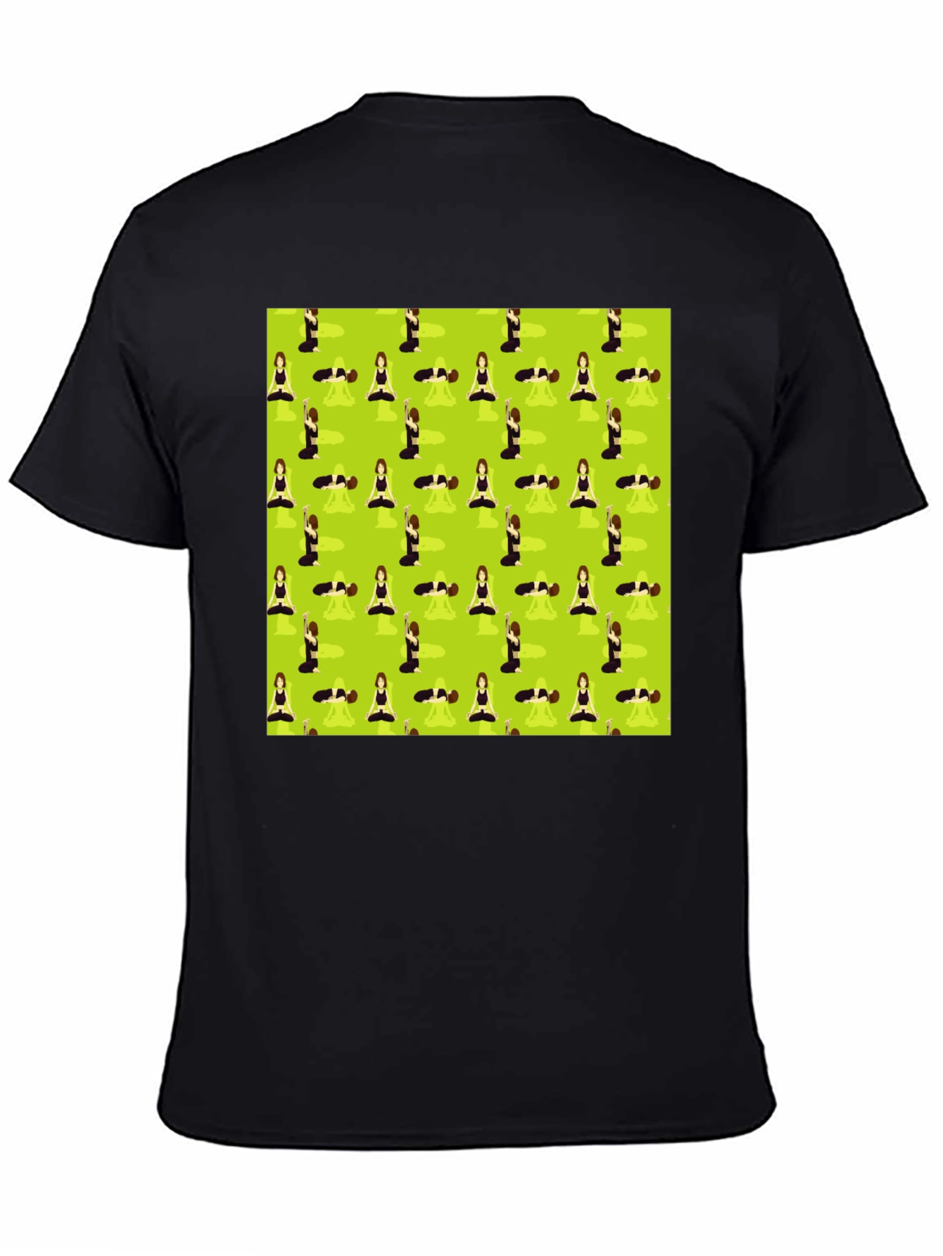 Yoga Patterned T-Shirt - Mens Black Tee