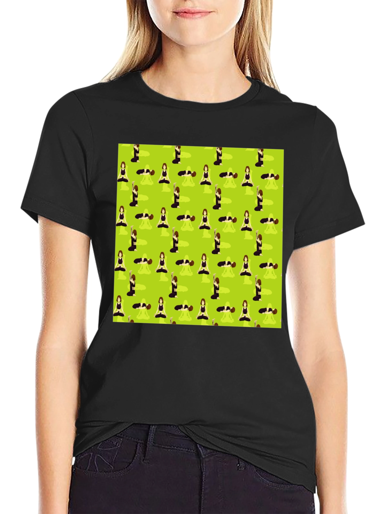 Yoga Patterned T-Shirt - Mens Black Tee