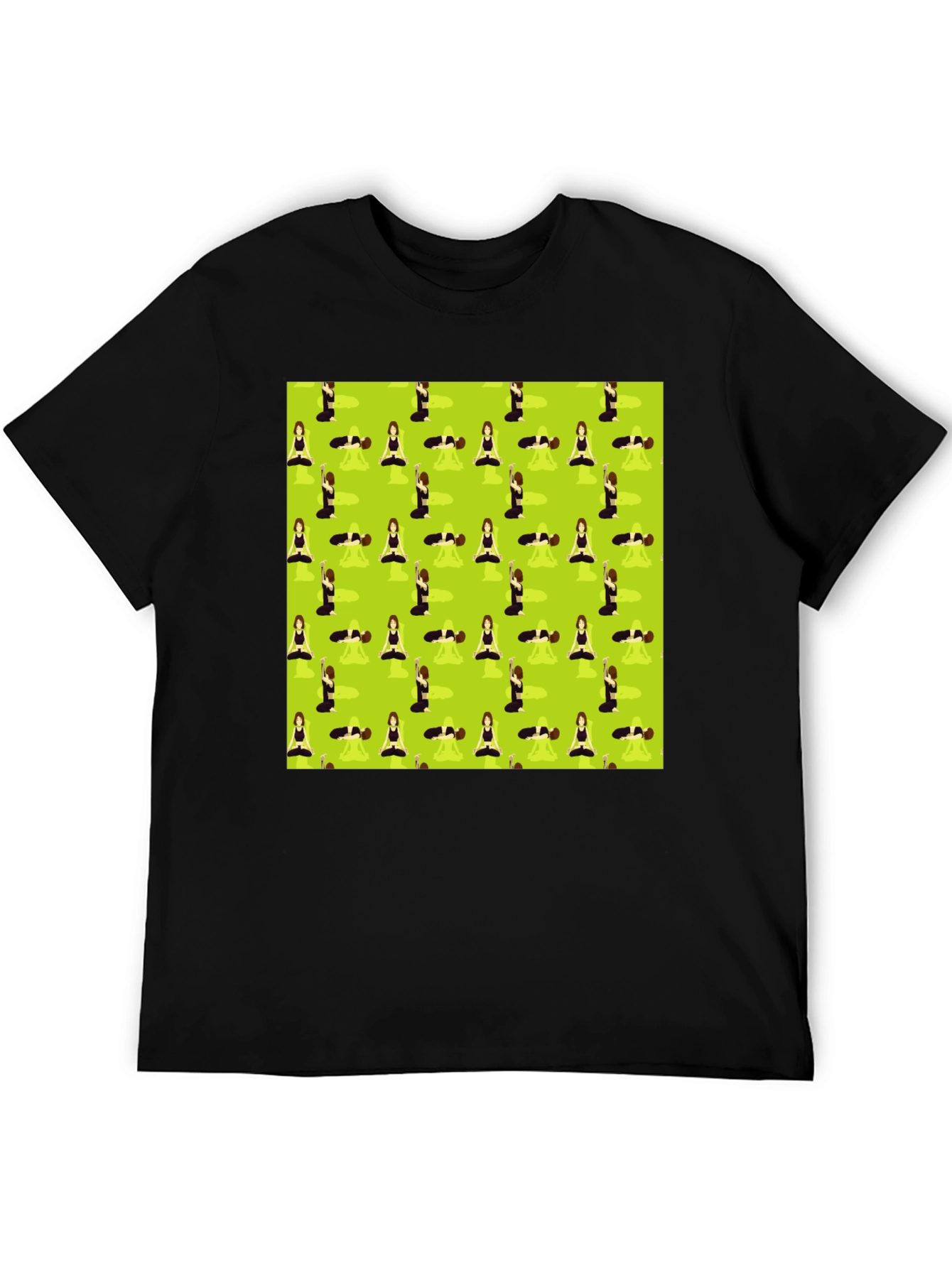 Yoga Patterned T-Shirt - Mens Black Tee
