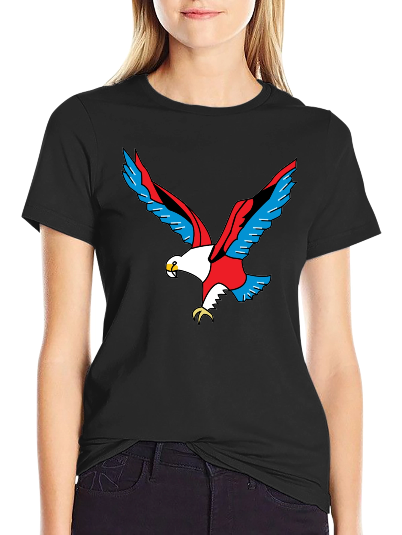 Bold Eagle Graphic Tee - Black Cotton Shirt