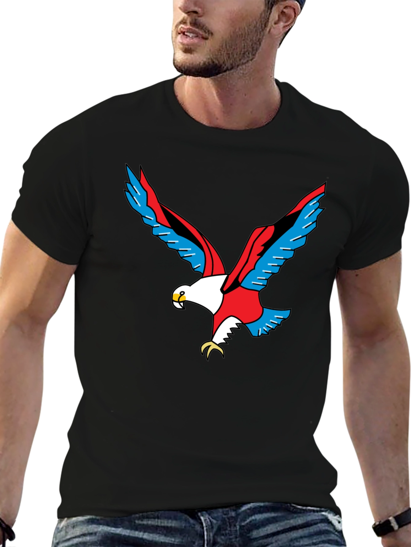 Bold Eagle Graphic Tee - Black Cotton Shirt