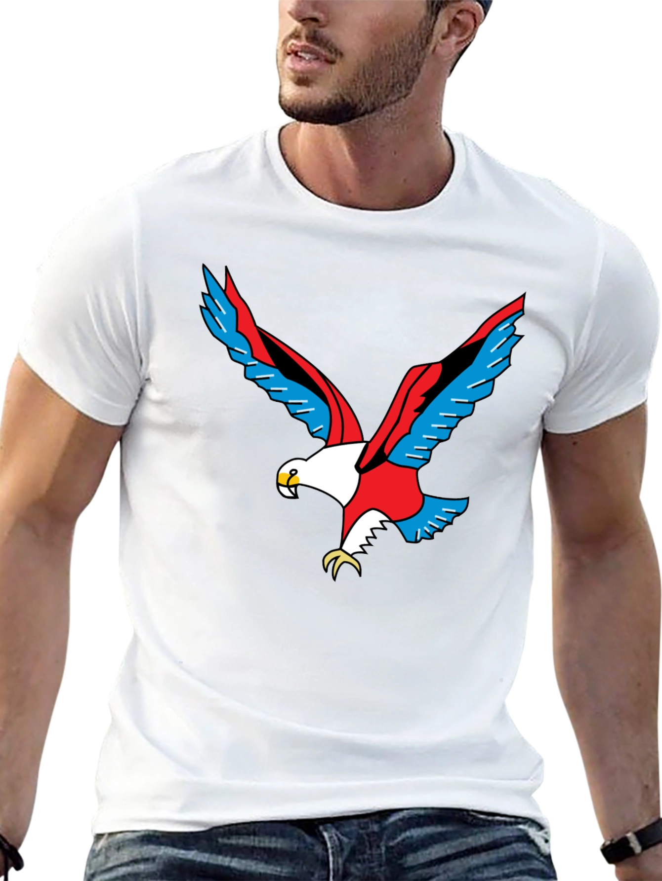 Bold Eagle Graphic Tee - Black Cotton Shirt